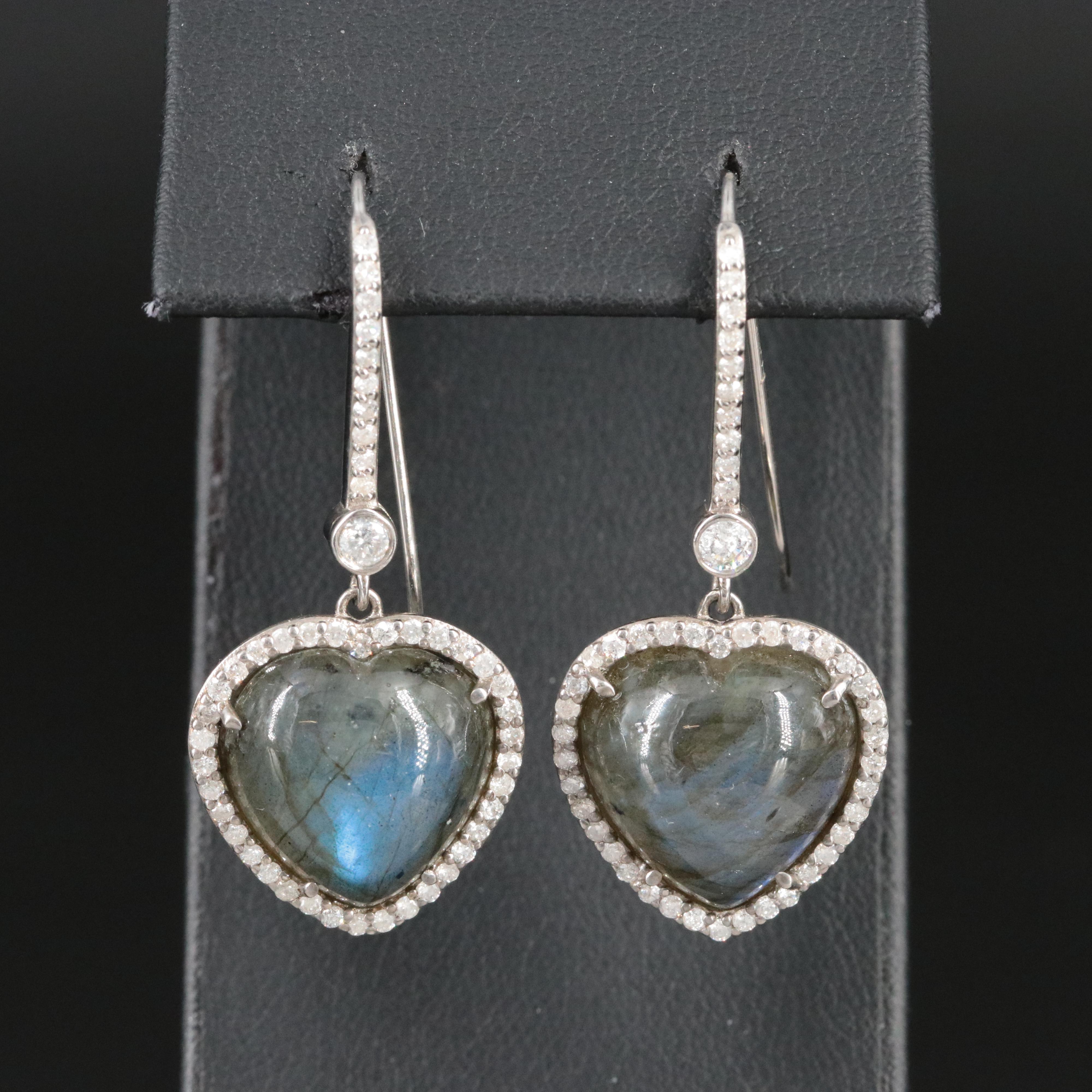 Sheryl Lowe Sterling Labradorite and Diamond Earrings