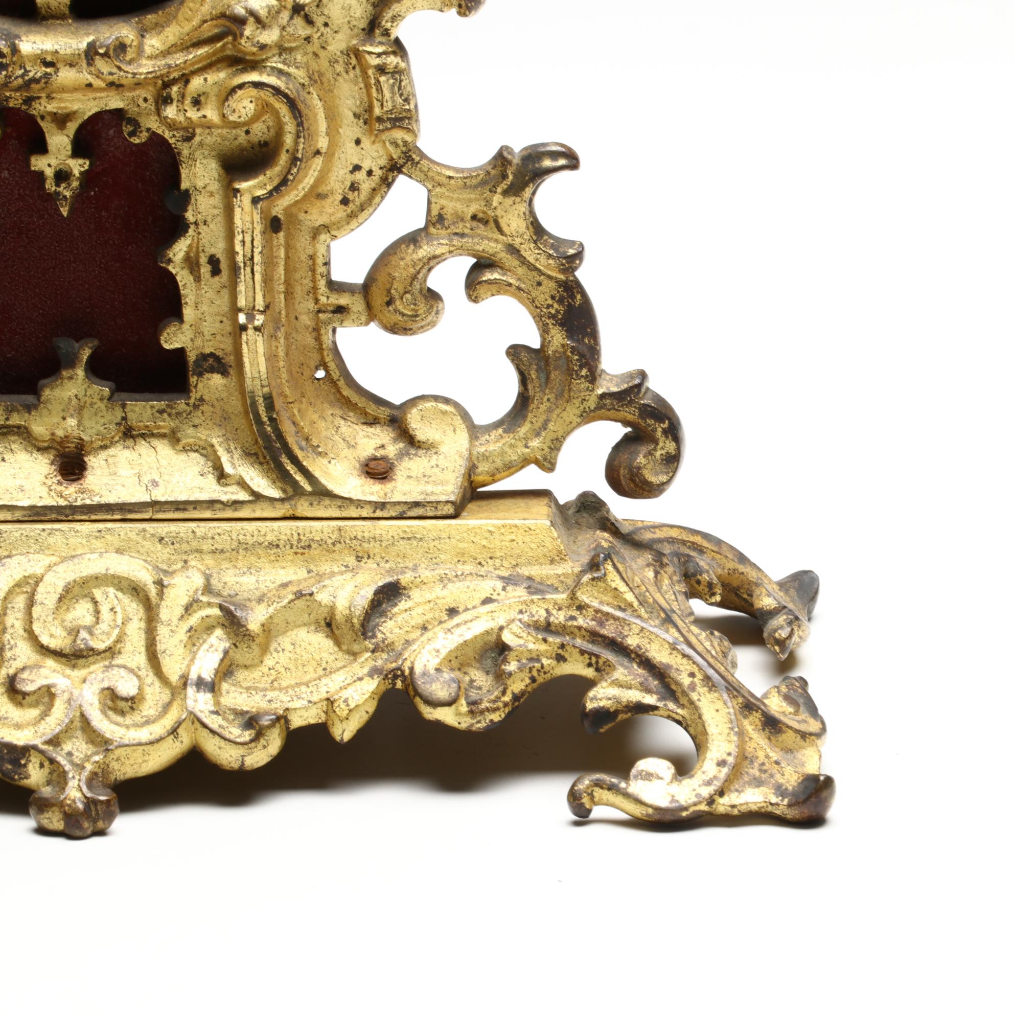 Rococo Style Gilt Cast Iron and Velvet Tabletop Picture Frame