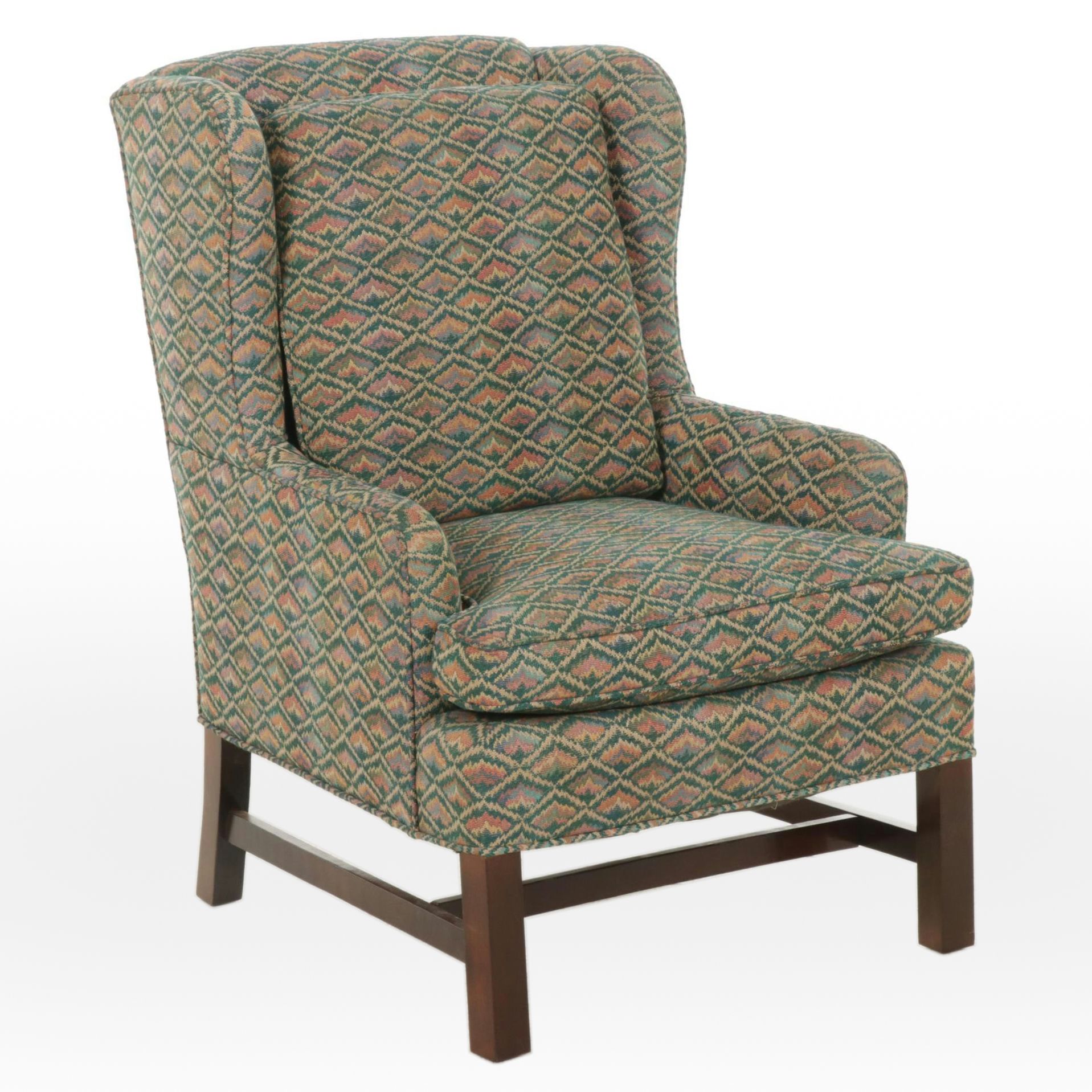 Chippendale Style Wing Back Armchair, Late 20th Century