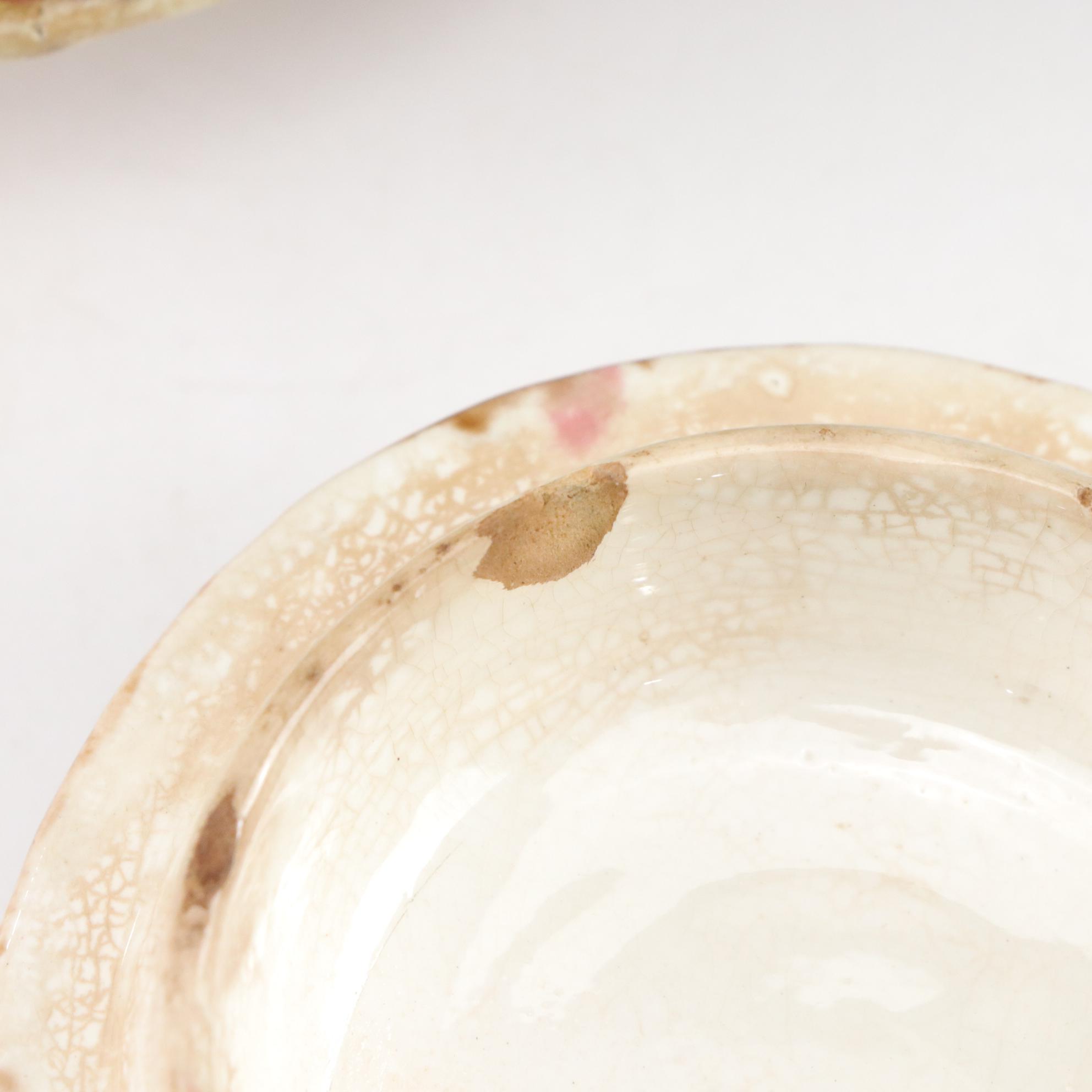 Basket Weave Majolica Creamer, Bowl & Other Dinnerware