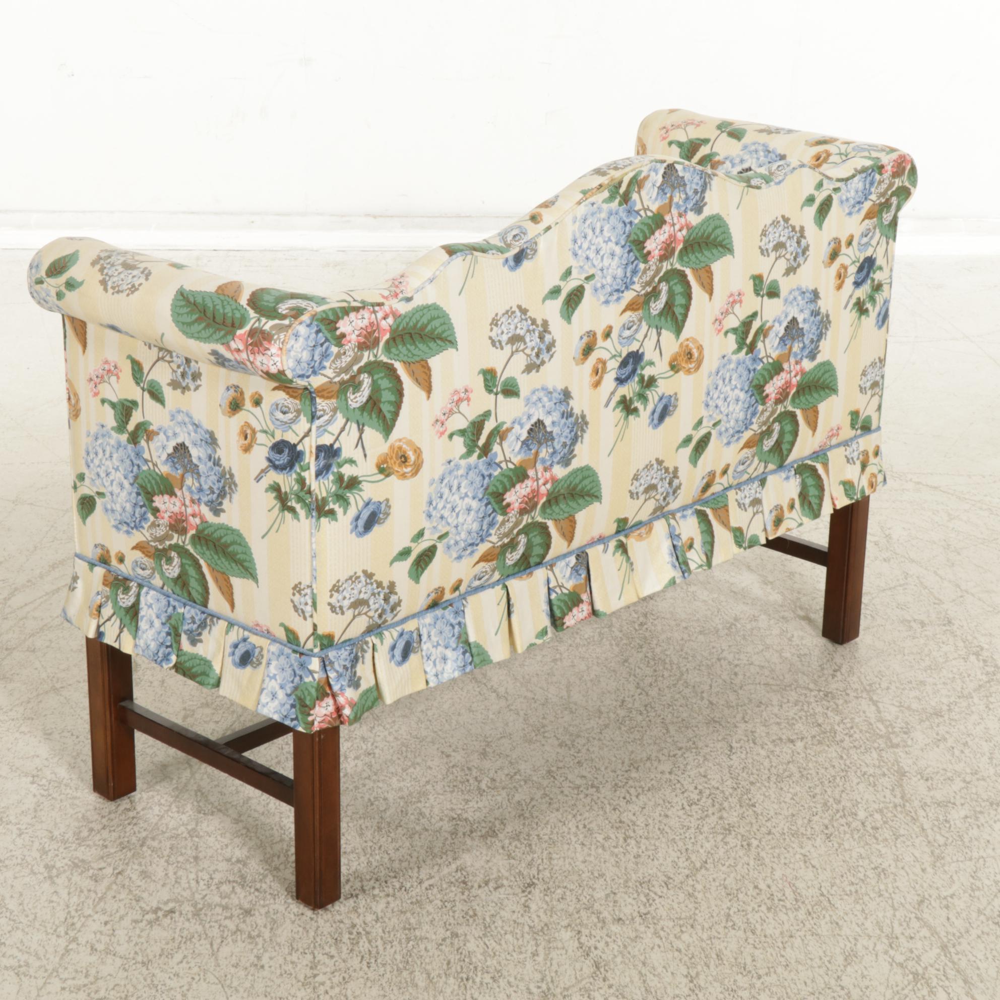 Chippendale Style Camel Back Loveseat with Custom Upholstery