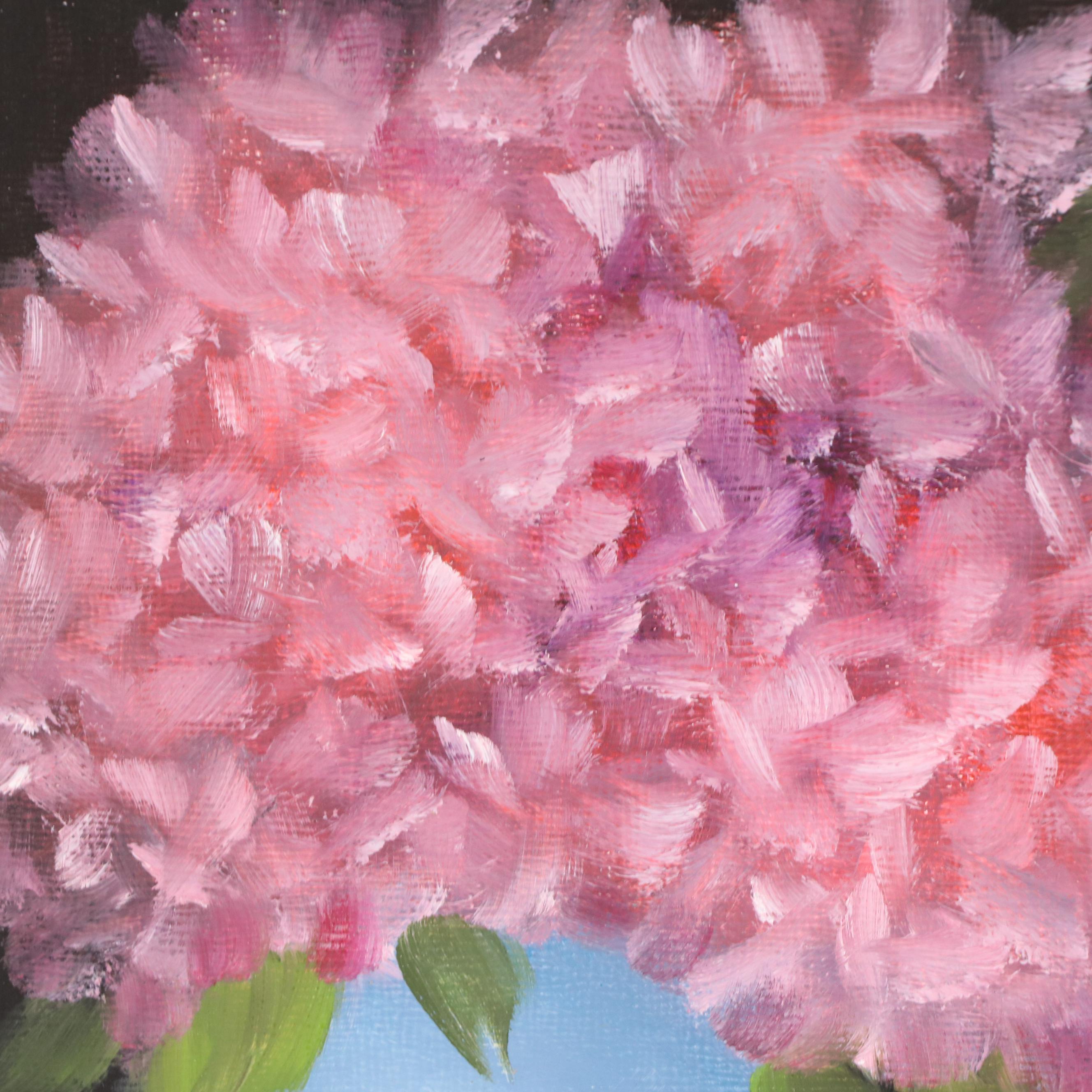 Thuthuy “T.T.” Tran Floral Still Life Oil Painting "Winter's Pink Hydrangeas"