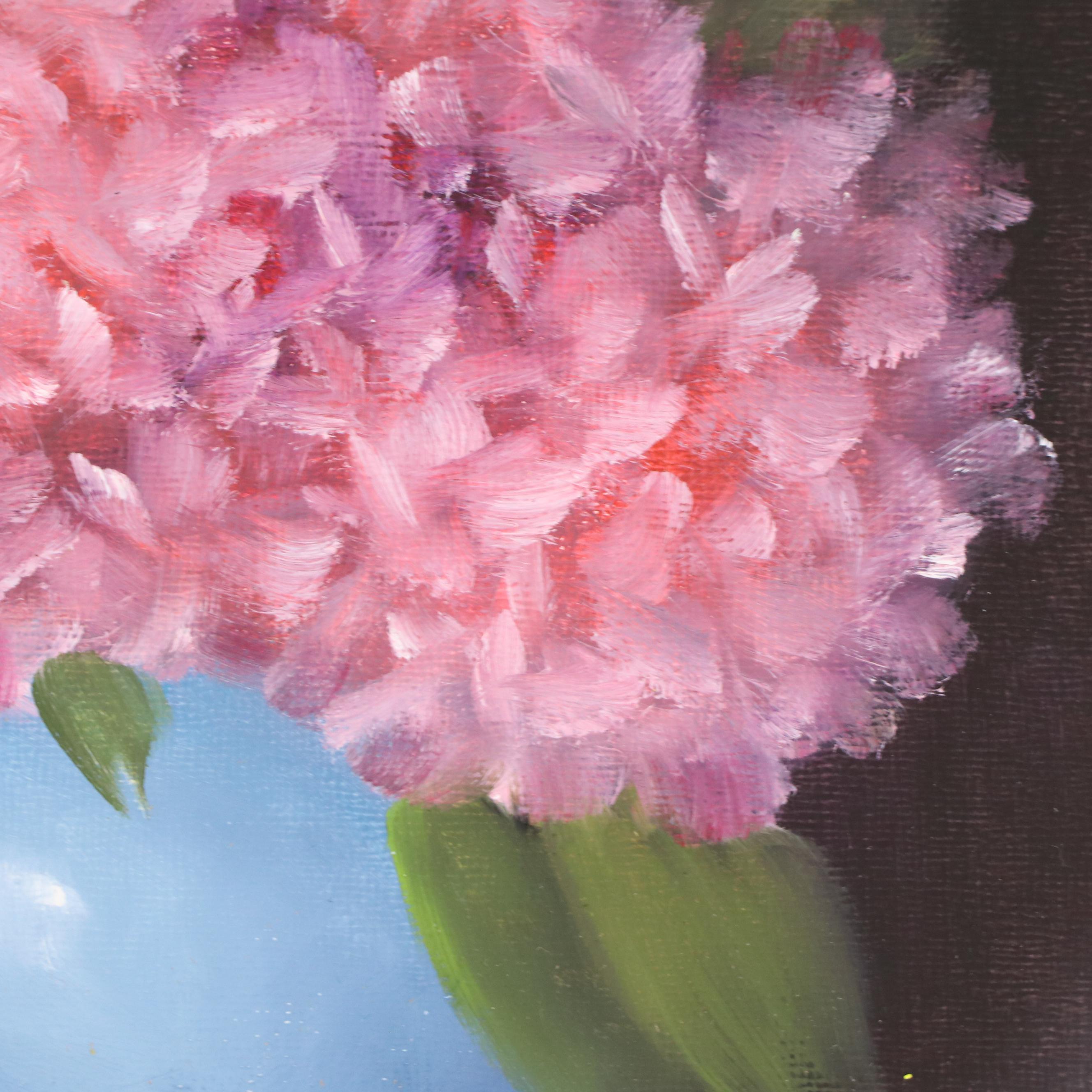 Thuthuy “T.T.” Tran Floral Still Life Oil Painting "Winter's Pink Hydrangeas"