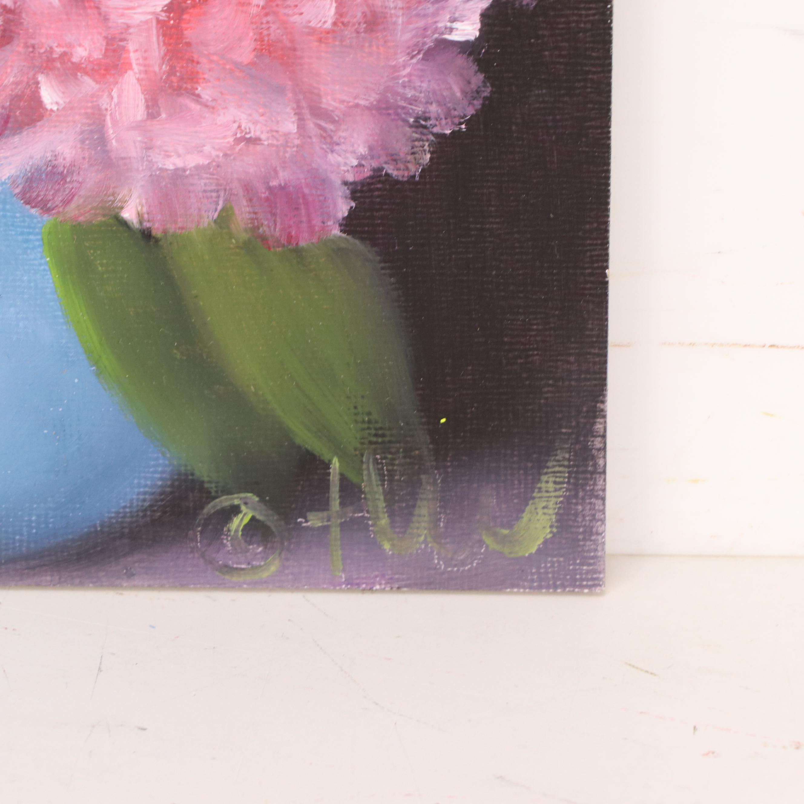 Thuthuy “T.T.” Tran Floral Still Life Oil Painting "Winter's Pink Hydrangeas"