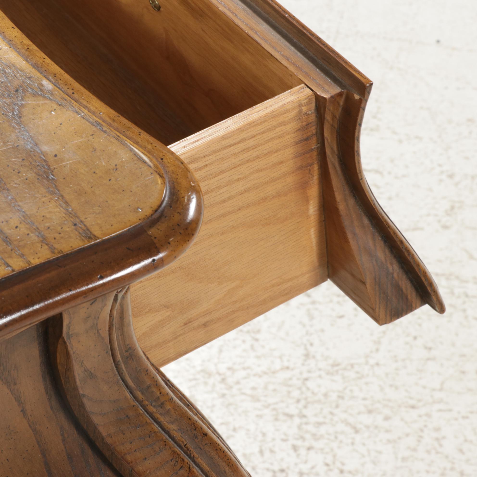 Baker Furniture Bombe Style Oak Commode, Late 20th Century