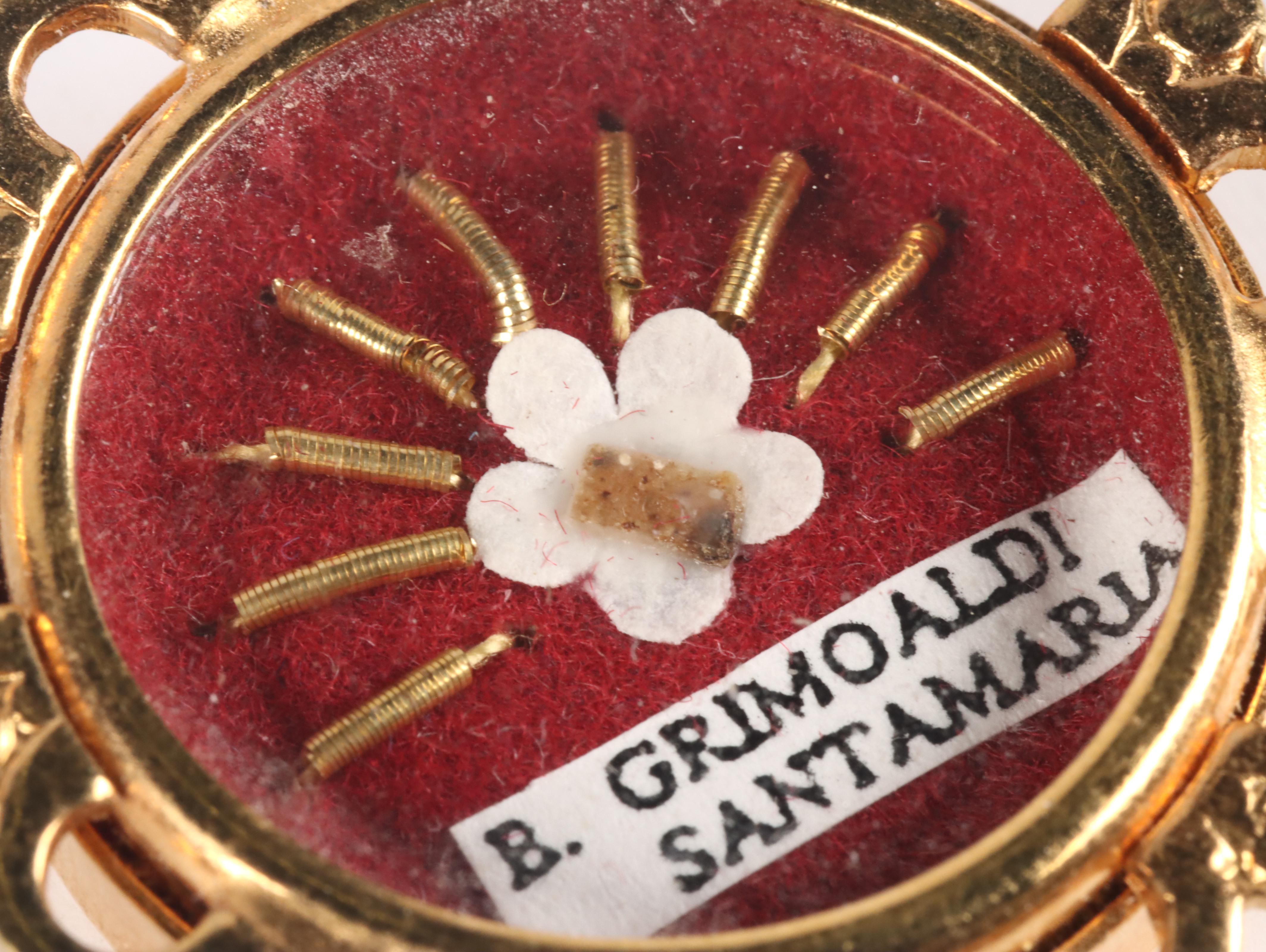 Relic of Blessed Grimoaldo Santamaria in Reliquary with Seal