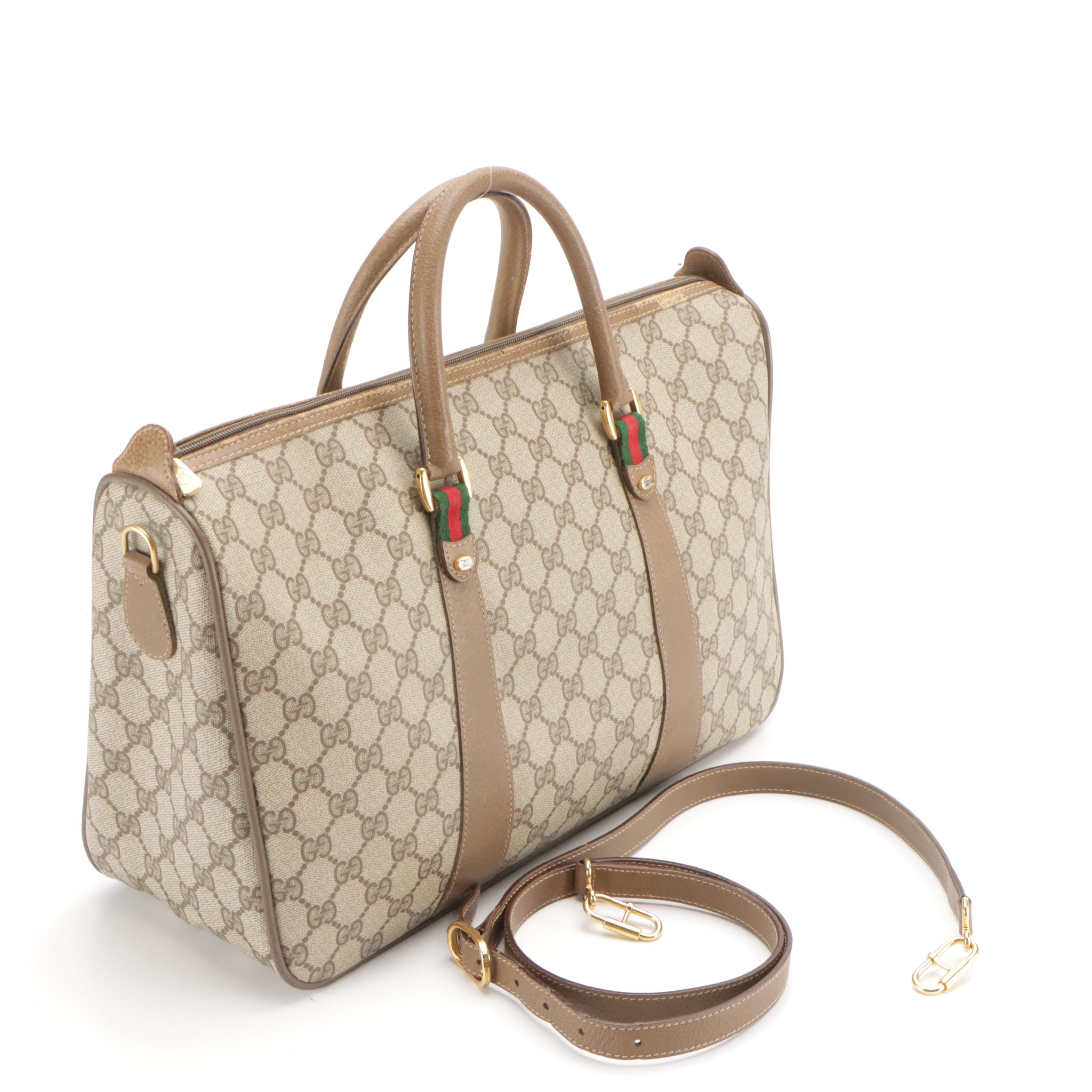 Gucci Accessory Collection Zip Tote in GG Supreme Canvas with Leather Trim