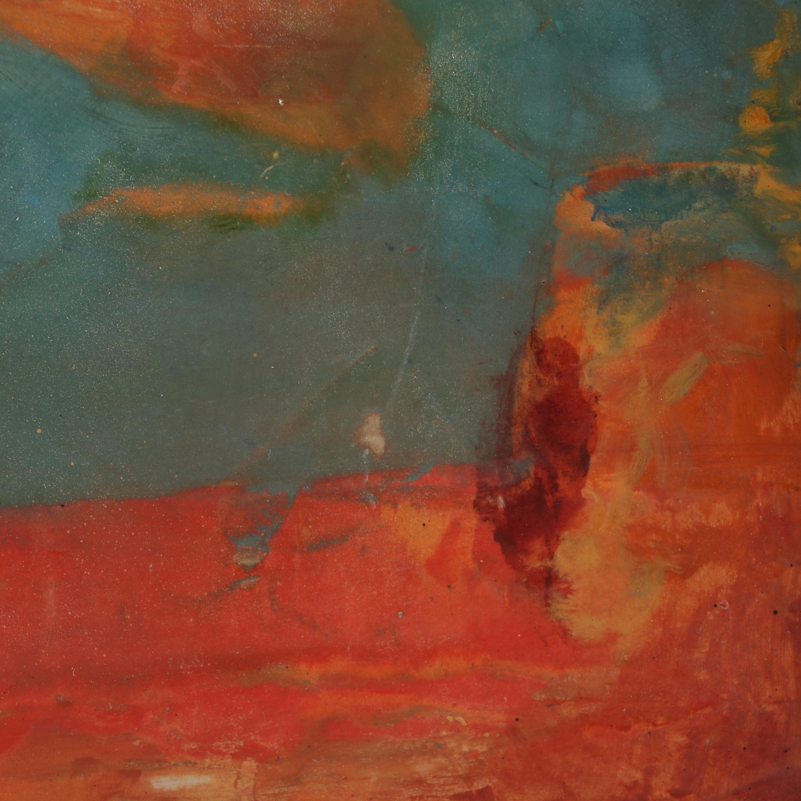 Pair of Charlotte Terrell Abstract Oil Paintings "Descending" and "Smoldering"