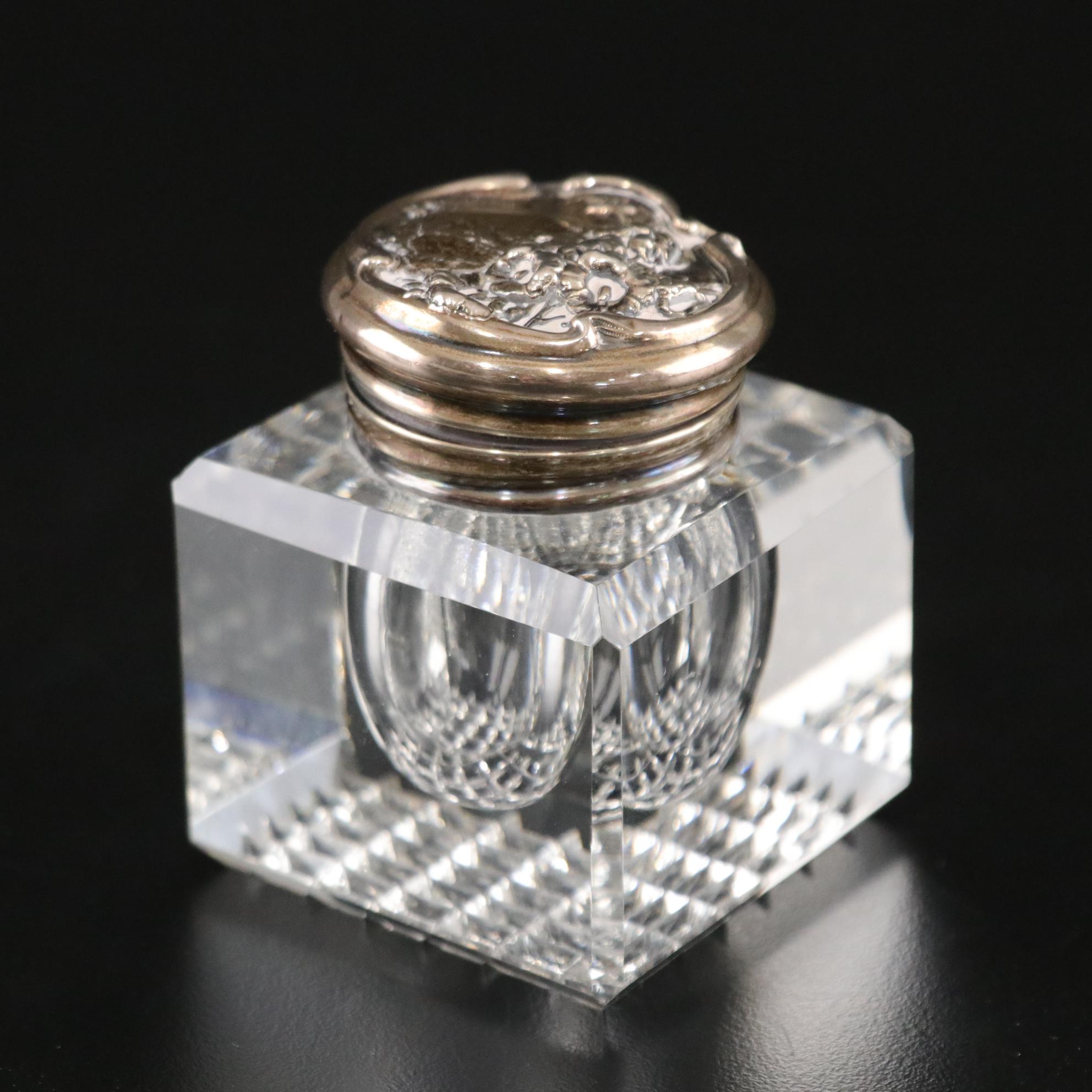 Art Nouveau and Other Glass and Crystal Ink Wells, Early to Mid-20th Century