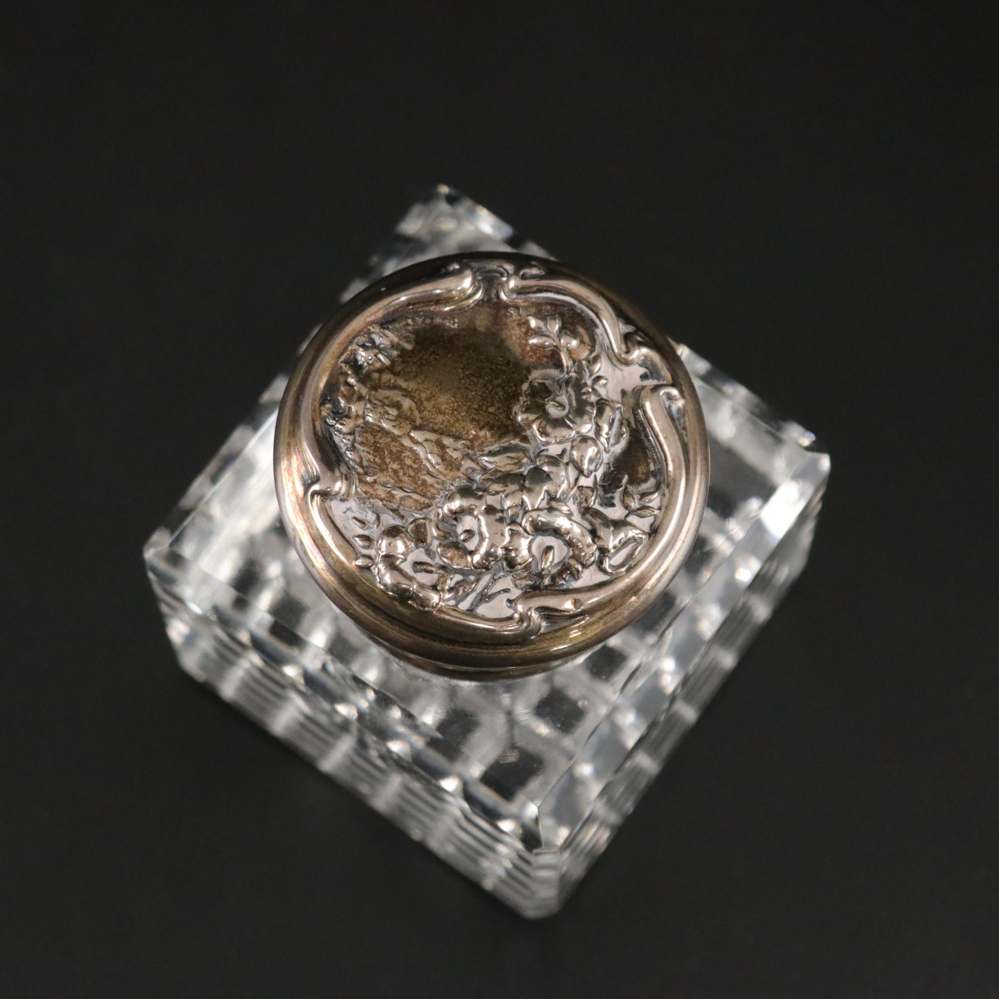 Art Nouveau and Other Glass and Crystal Ink Wells, Early to Mid-20th Century