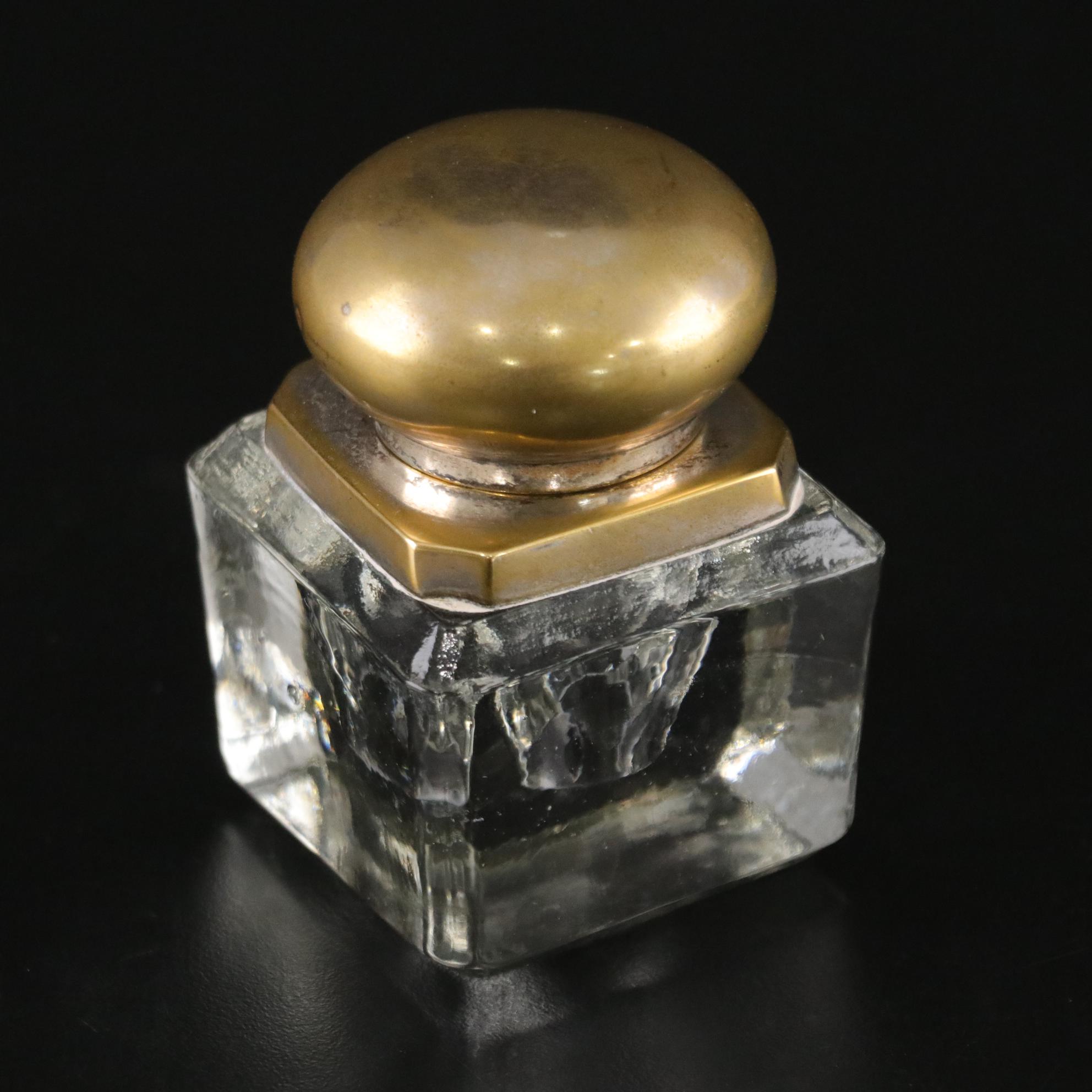 Art Nouveau and Other Glass and Crystal Ink Wells, Early to Mid-20th Century