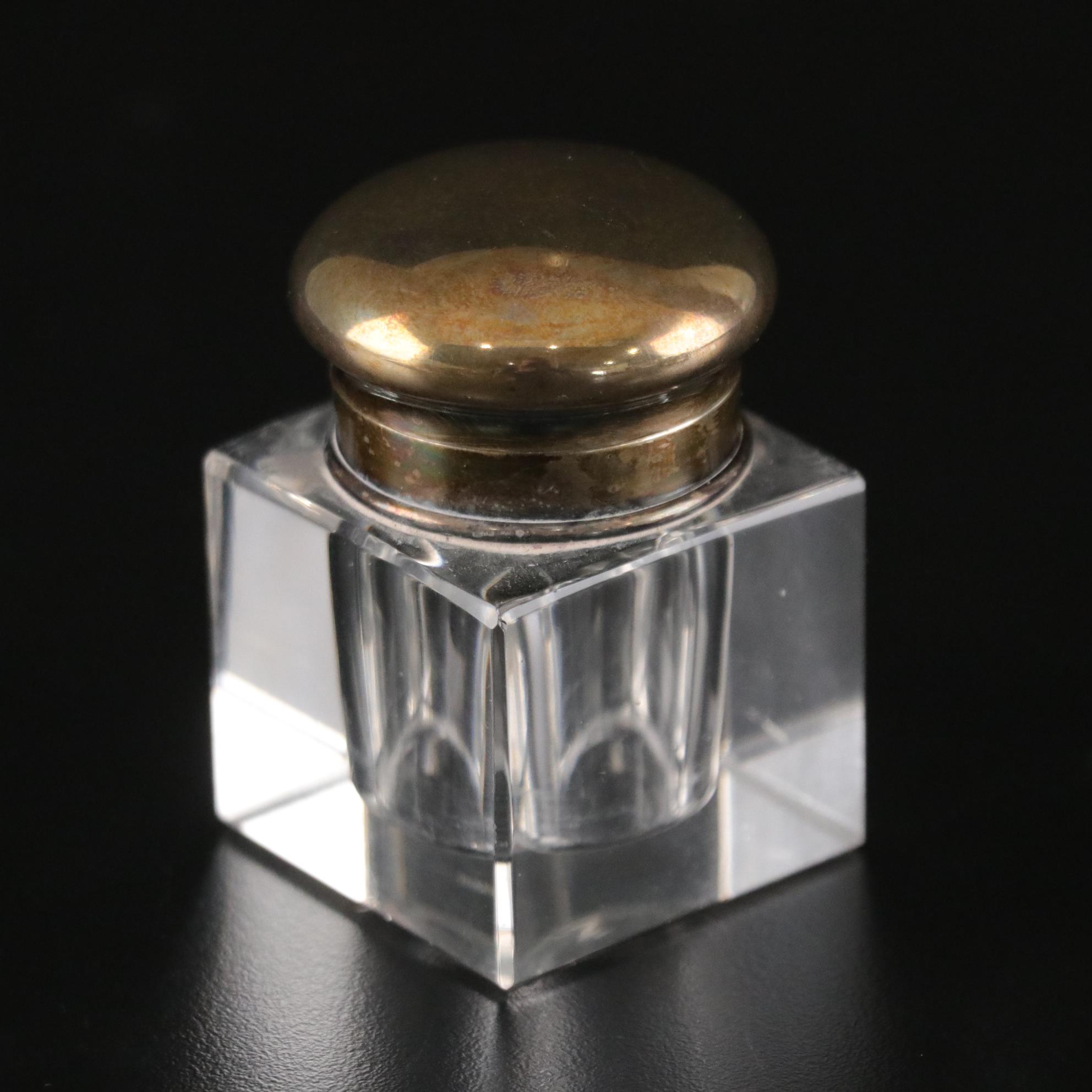 Art Nouveau and Other Glass and Crystal Ink Wells, Early to Mid-20th Century