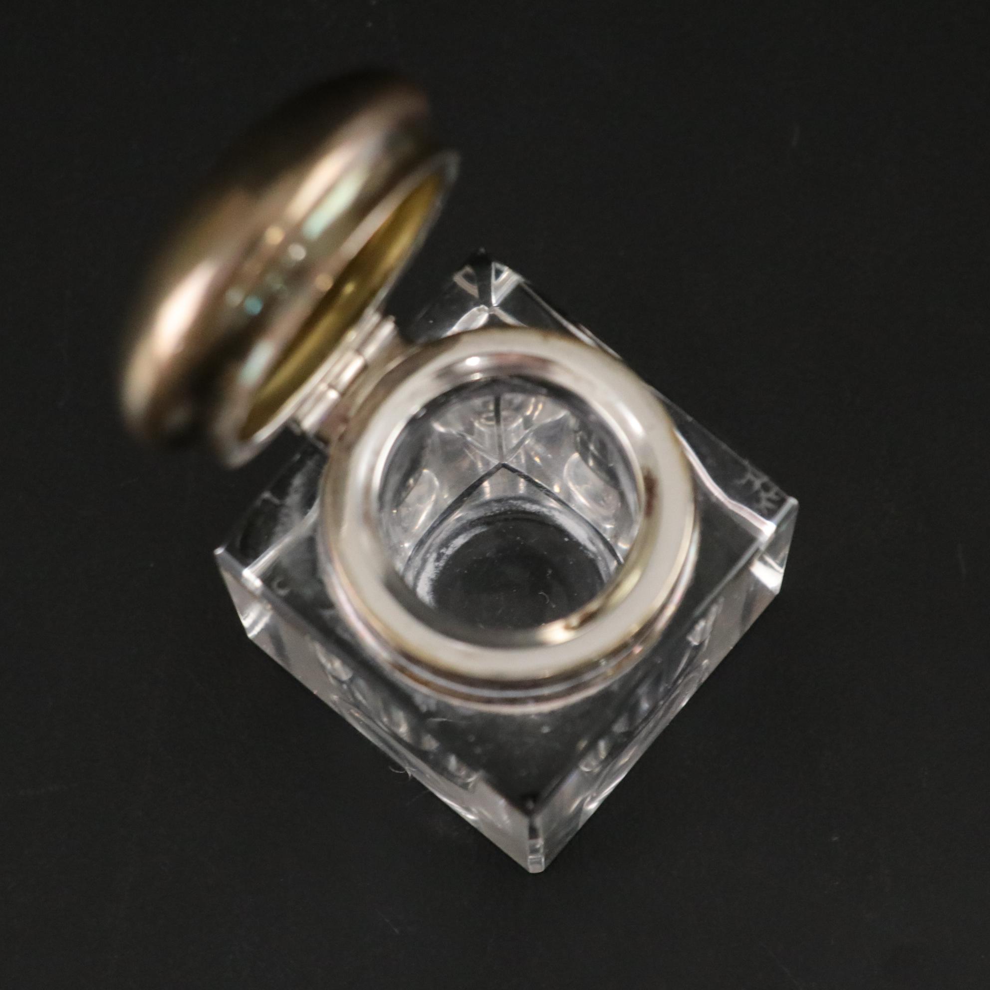 Art Nouveau and Other Glass and Crystal Ink Wells, Early to Mid-20th Century