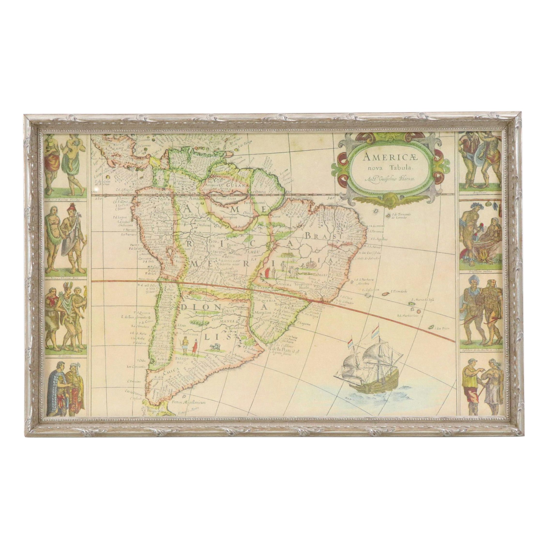 Digital Print Map After Willem Janszoon Blaeu "Americae Nova Tabula"