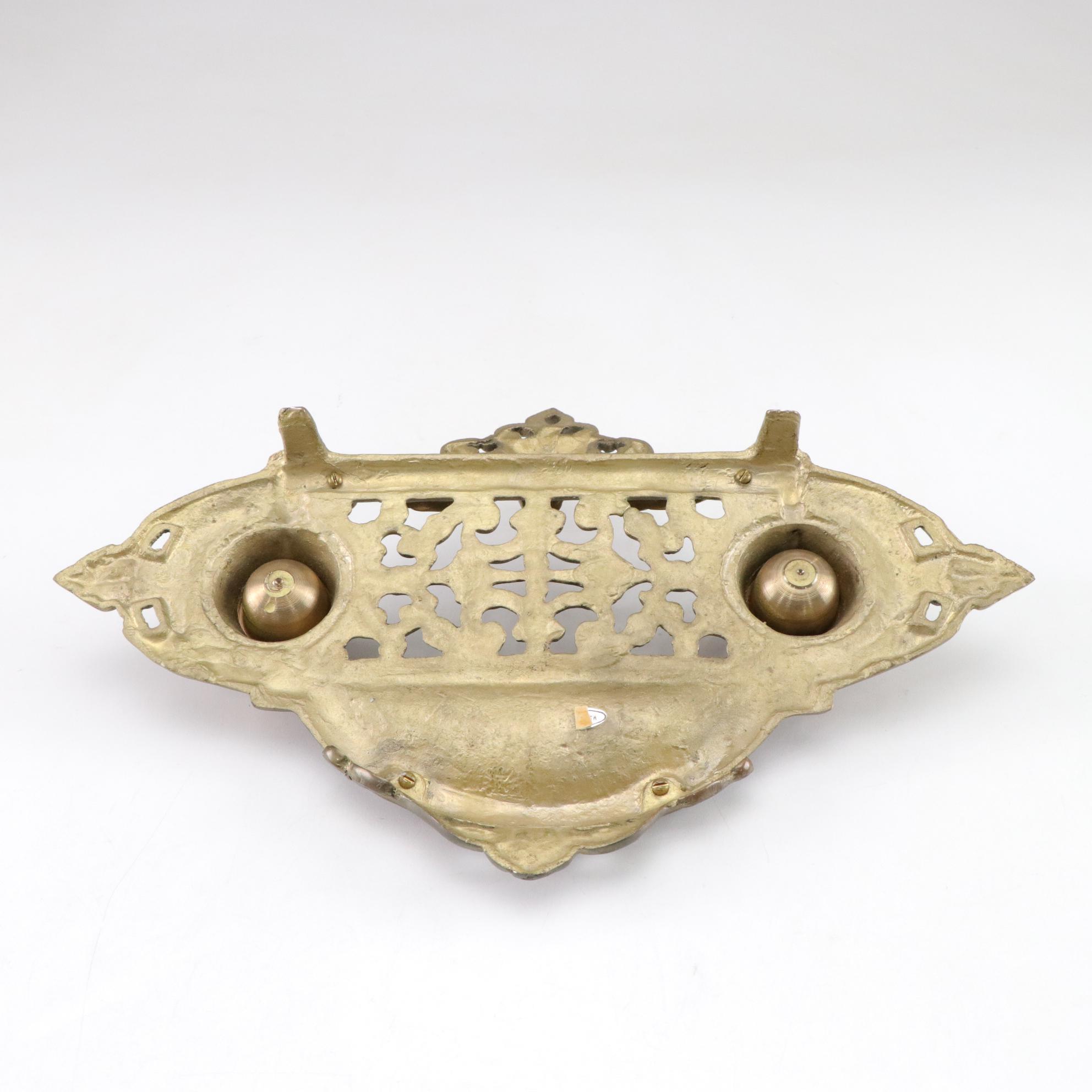 Victorian Style Brass Double Inkwell, Late 20th Century