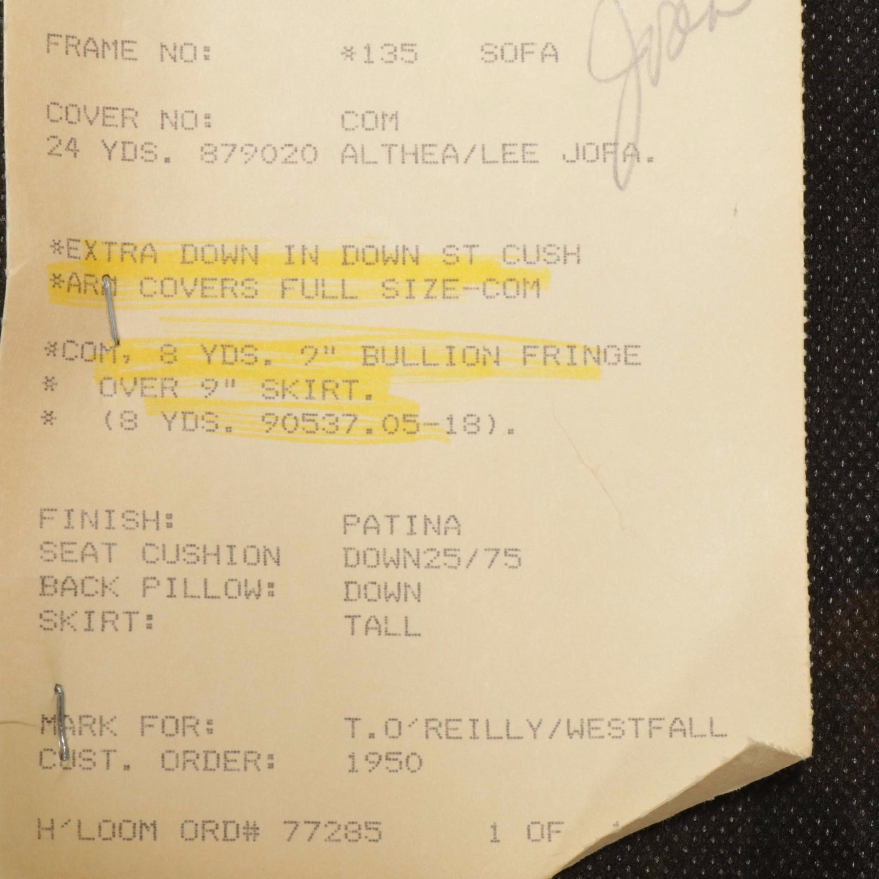 Heirloom Custom Upholstered Sofa with Mullion Fringe Trim, Late 20th Century