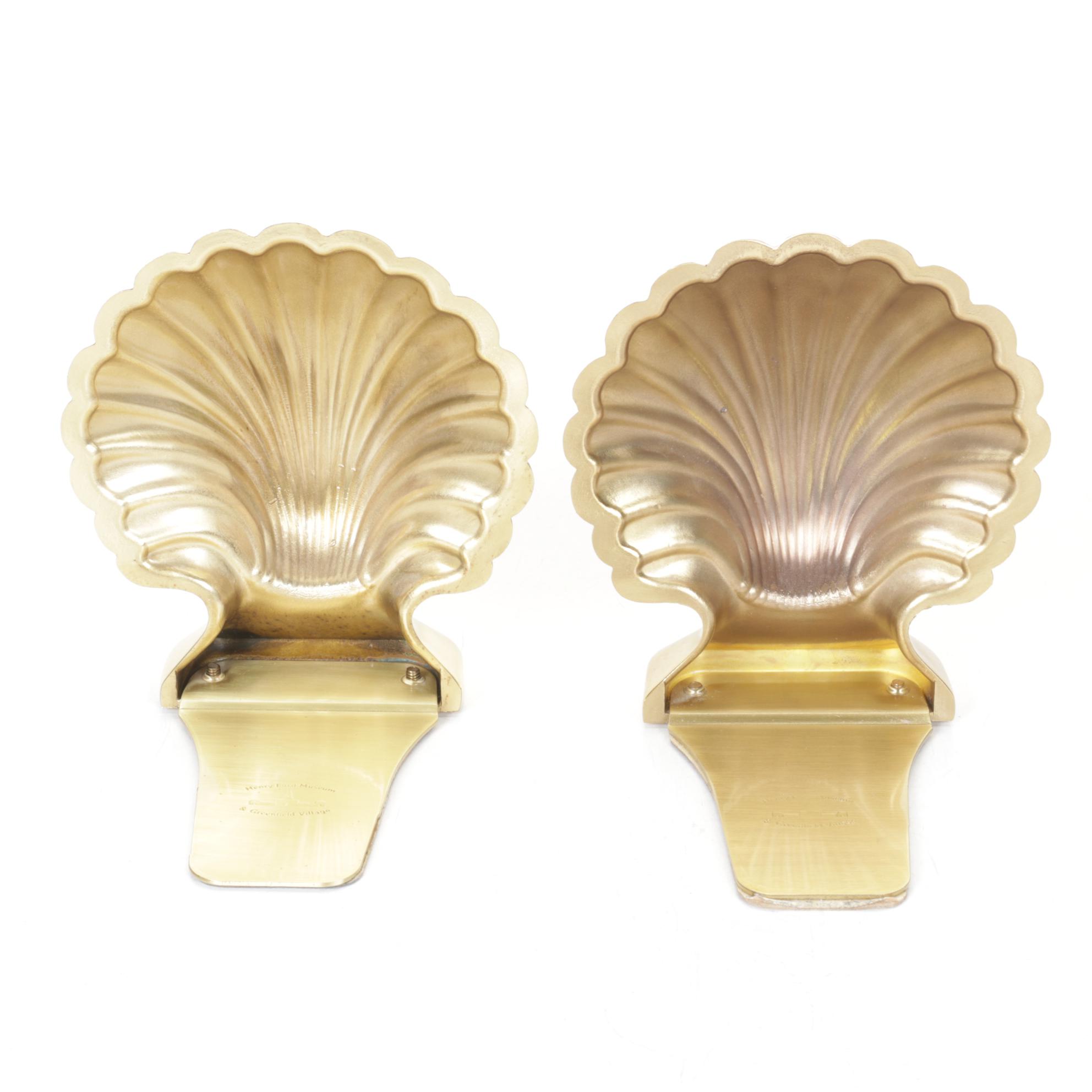 Baldwin Brass Scalloped Shell Bookends for Henry Ford Museum