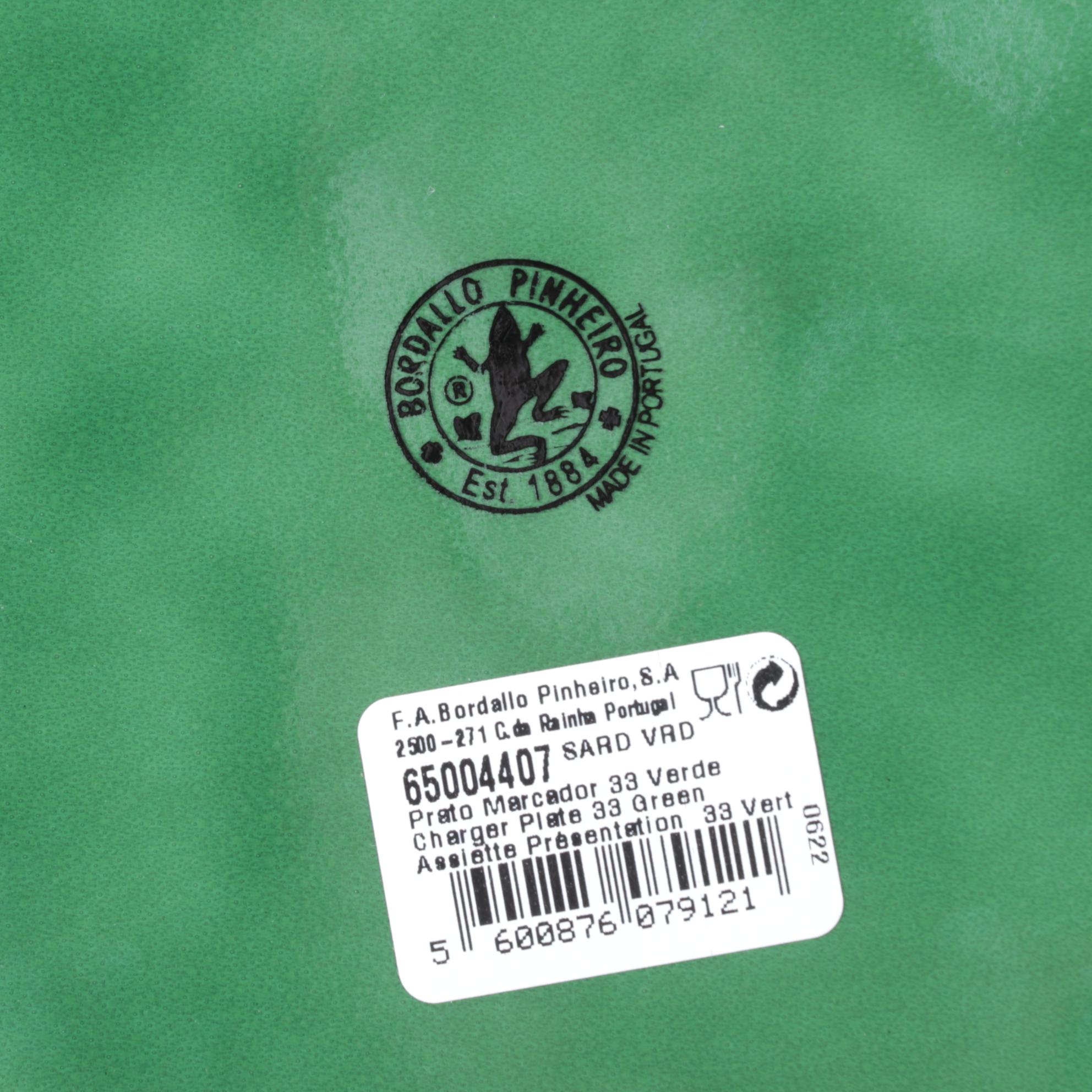 Bordallo Pinheiro "Geranium Green" Majolica Style Set of Four Dinner Plates