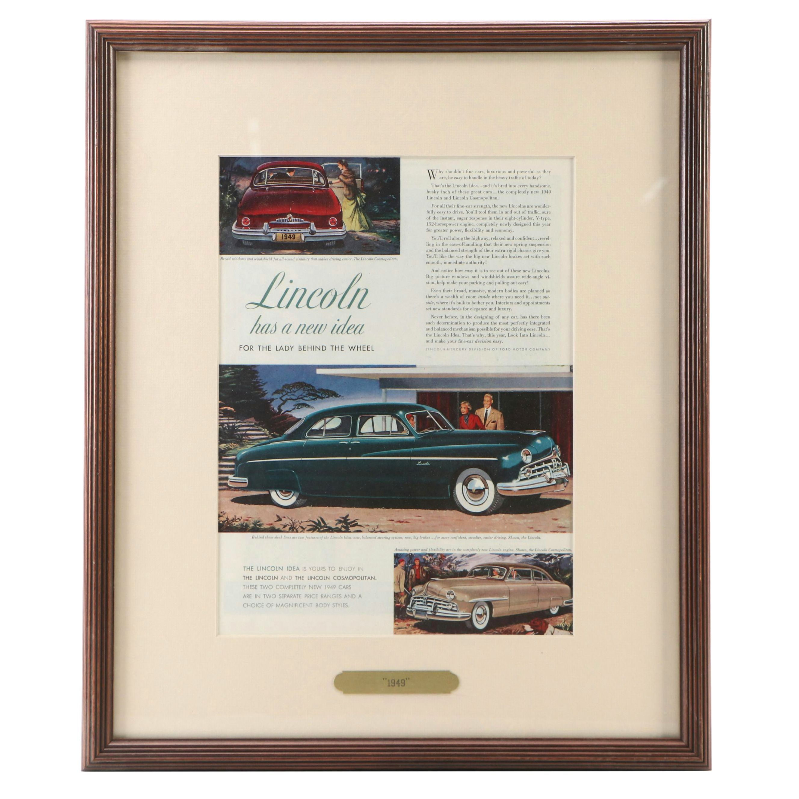 1949 Lincoln Automobile Magazine Advertisement