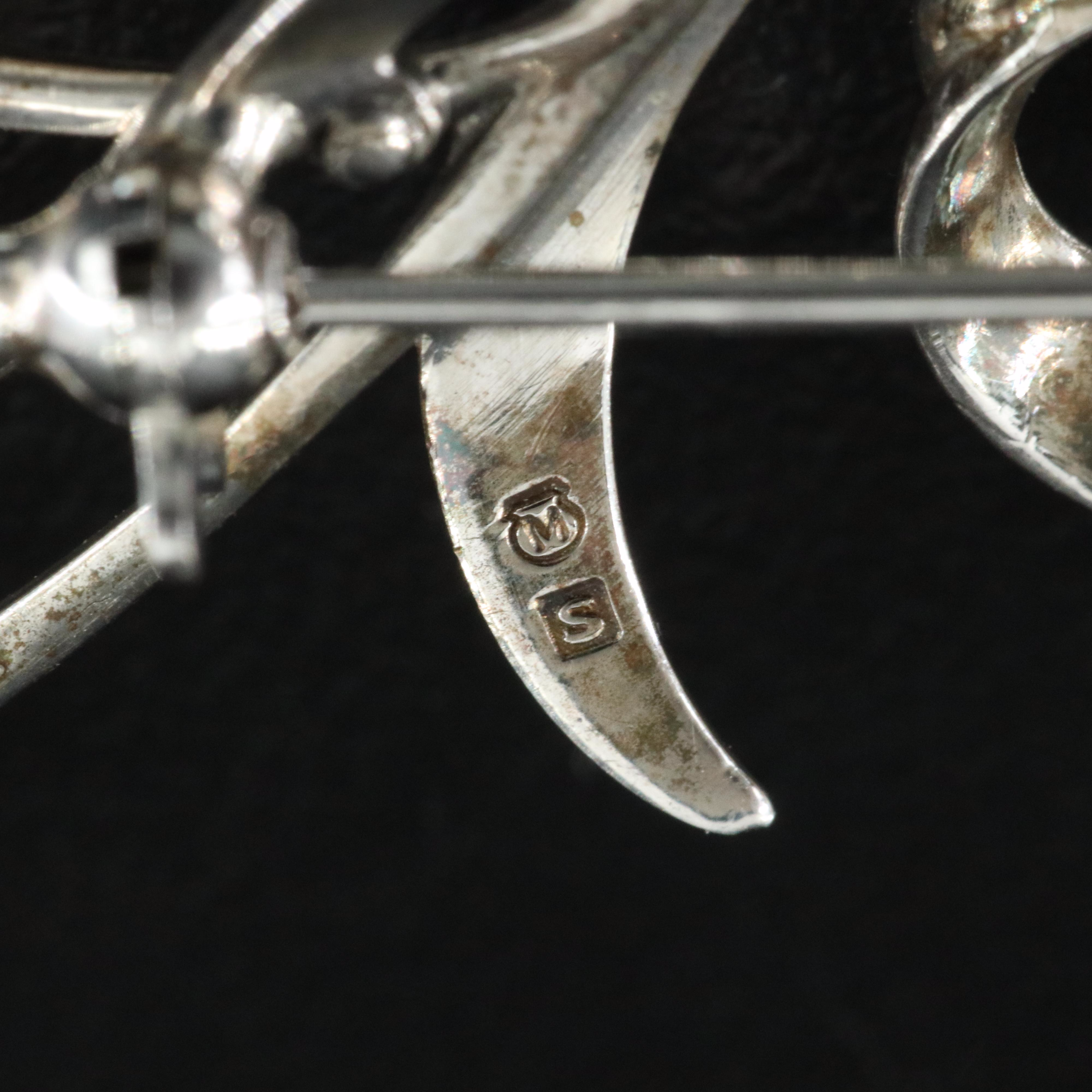 Mikimoto Sterling Pearl Spray Brooch