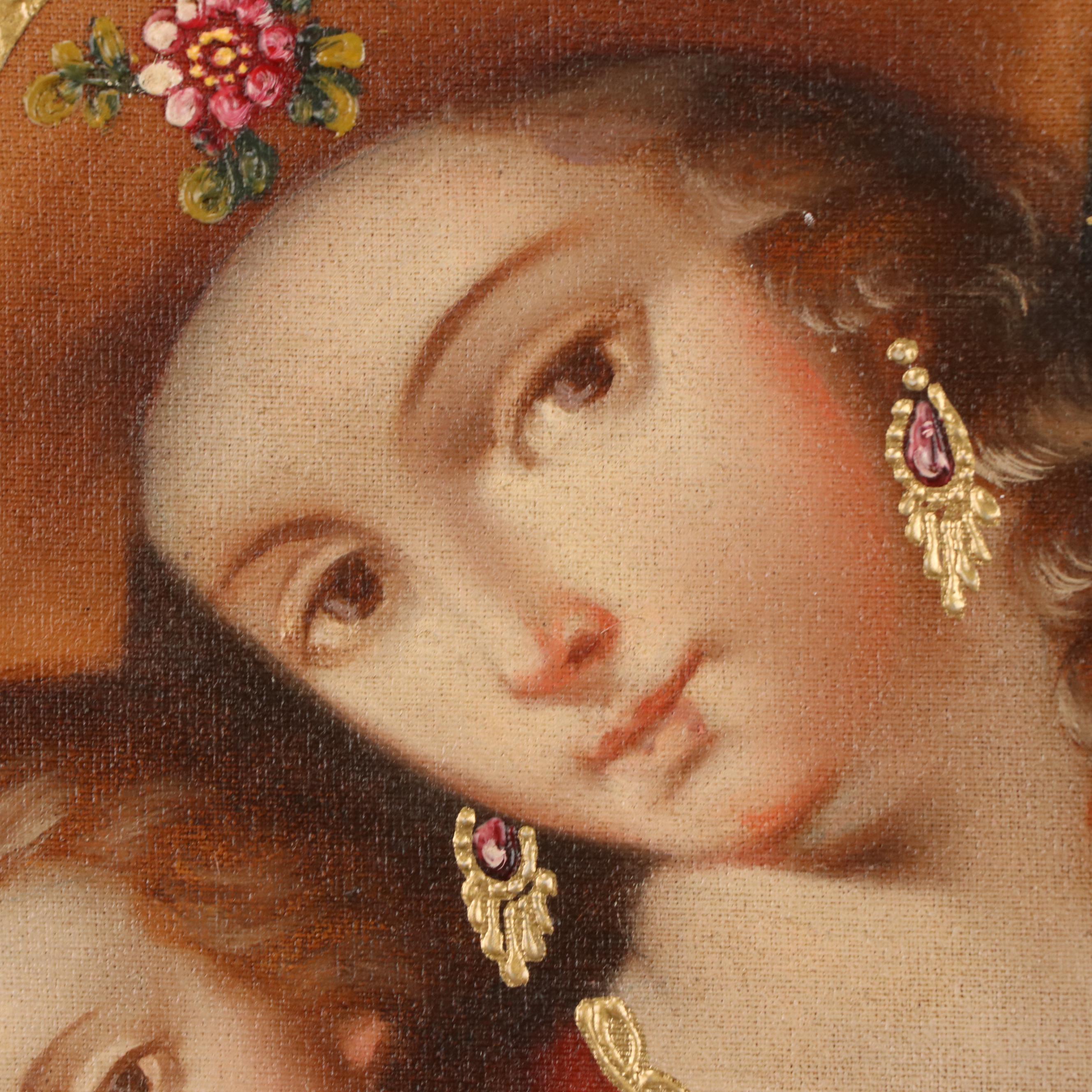 Ernesto Zuñiga Oil Painting "Virgin Mary and the Child Jesus, Andean Version"