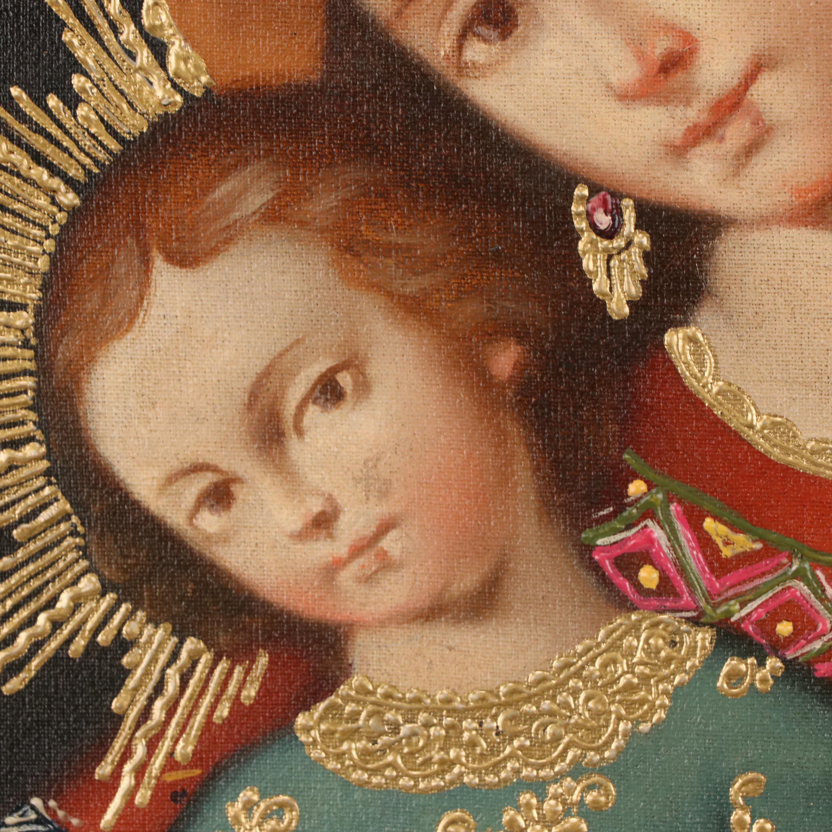 Ernesto Zuñiga Oil Painting "Virgin Mary and the Child Jesus, Andean Version"