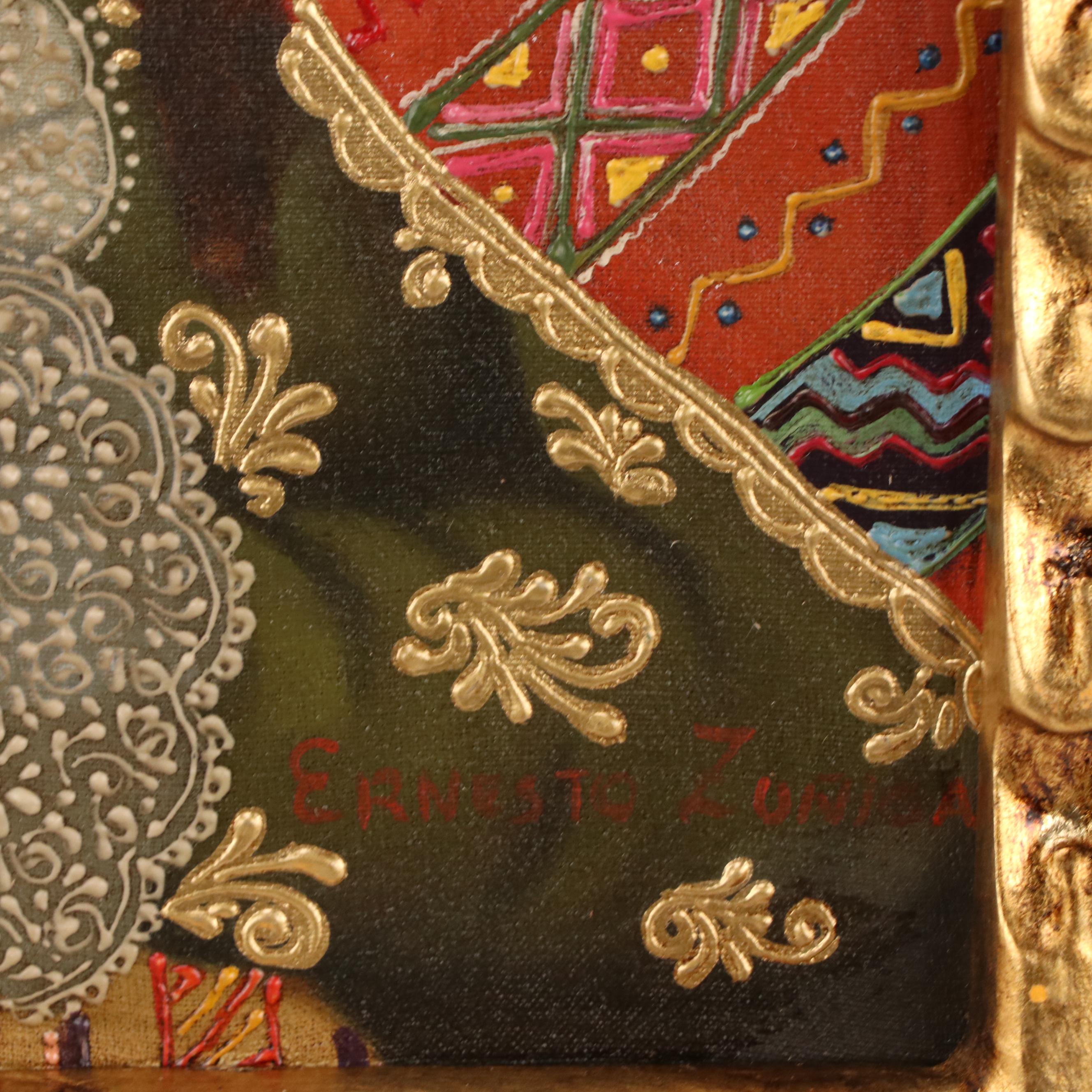 Ernesto Zuñiga Oil Painting "Virgin Mary and the Child Jesus, Andean Version"