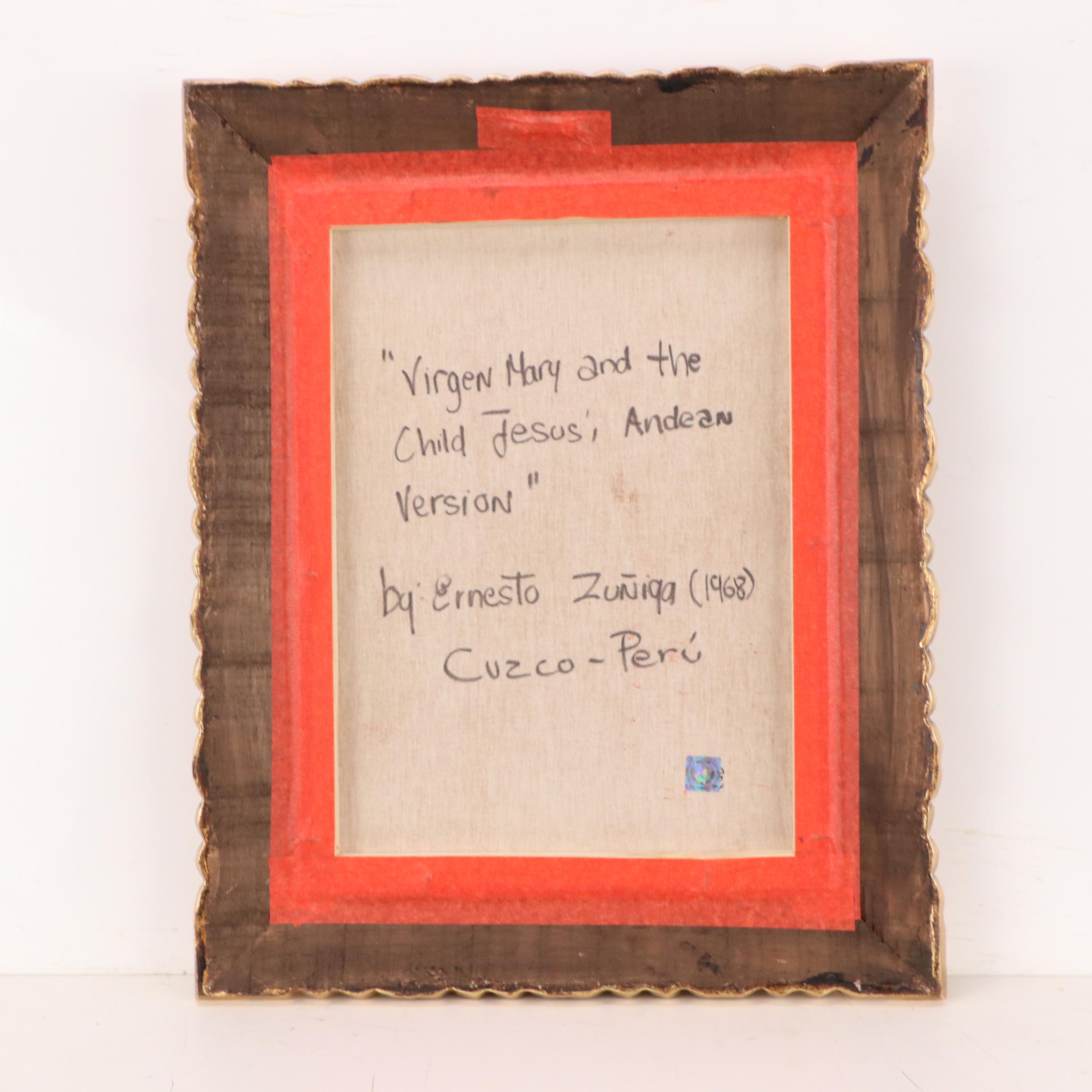 Ernesto Zuñiga Oil Painting "Virgin Mary and the Child Jesus, Andean Version"