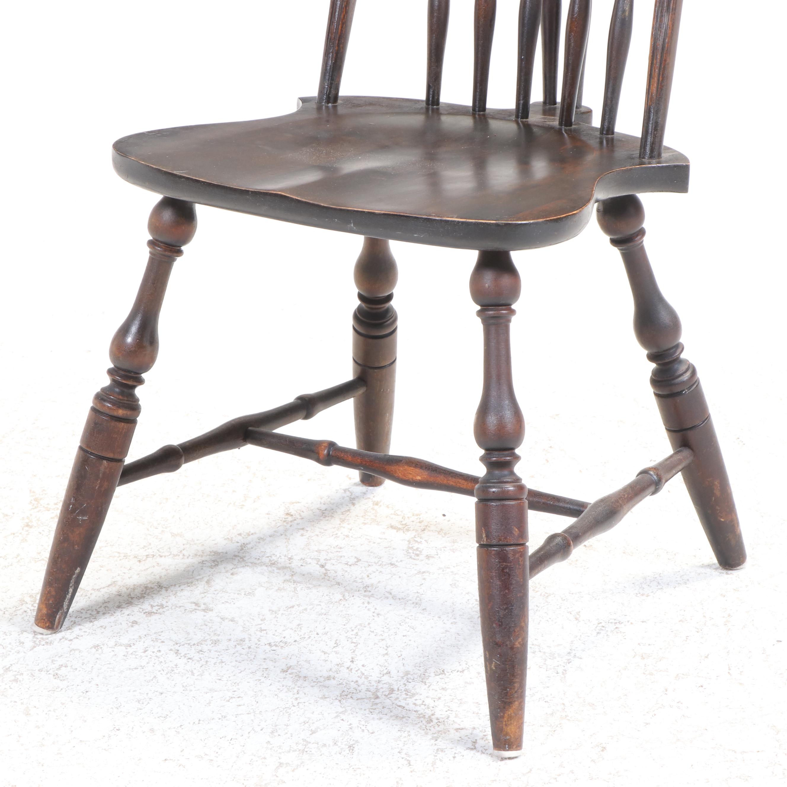 American Colonial Revival Hardwood Brace-Back Windsor Side Chair