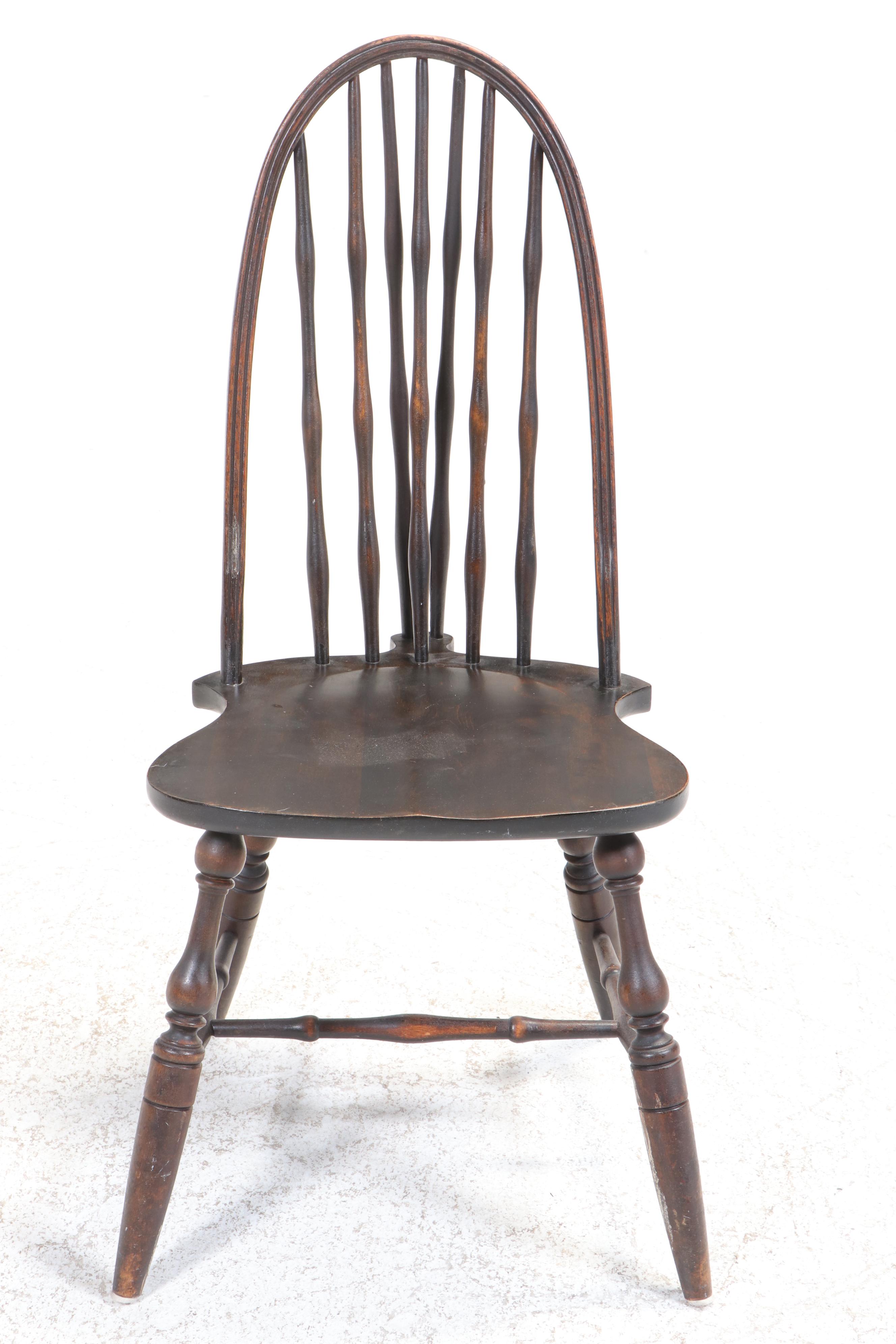 American Colonial Revival Hardwood Brace-Back Windsor Side Chair
