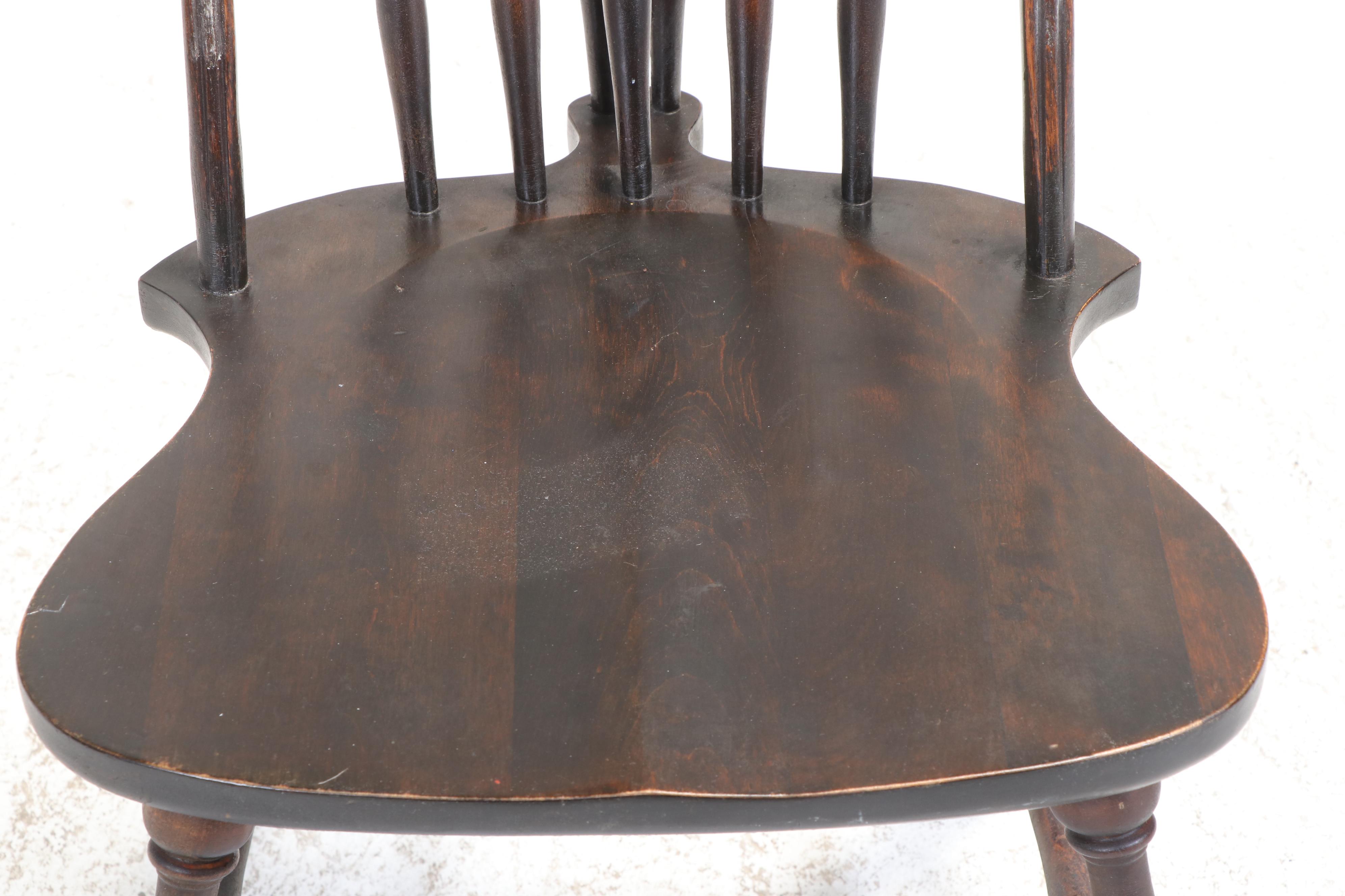 American Colonial Revival Hardwood Brace-Back Windsor Side Chair