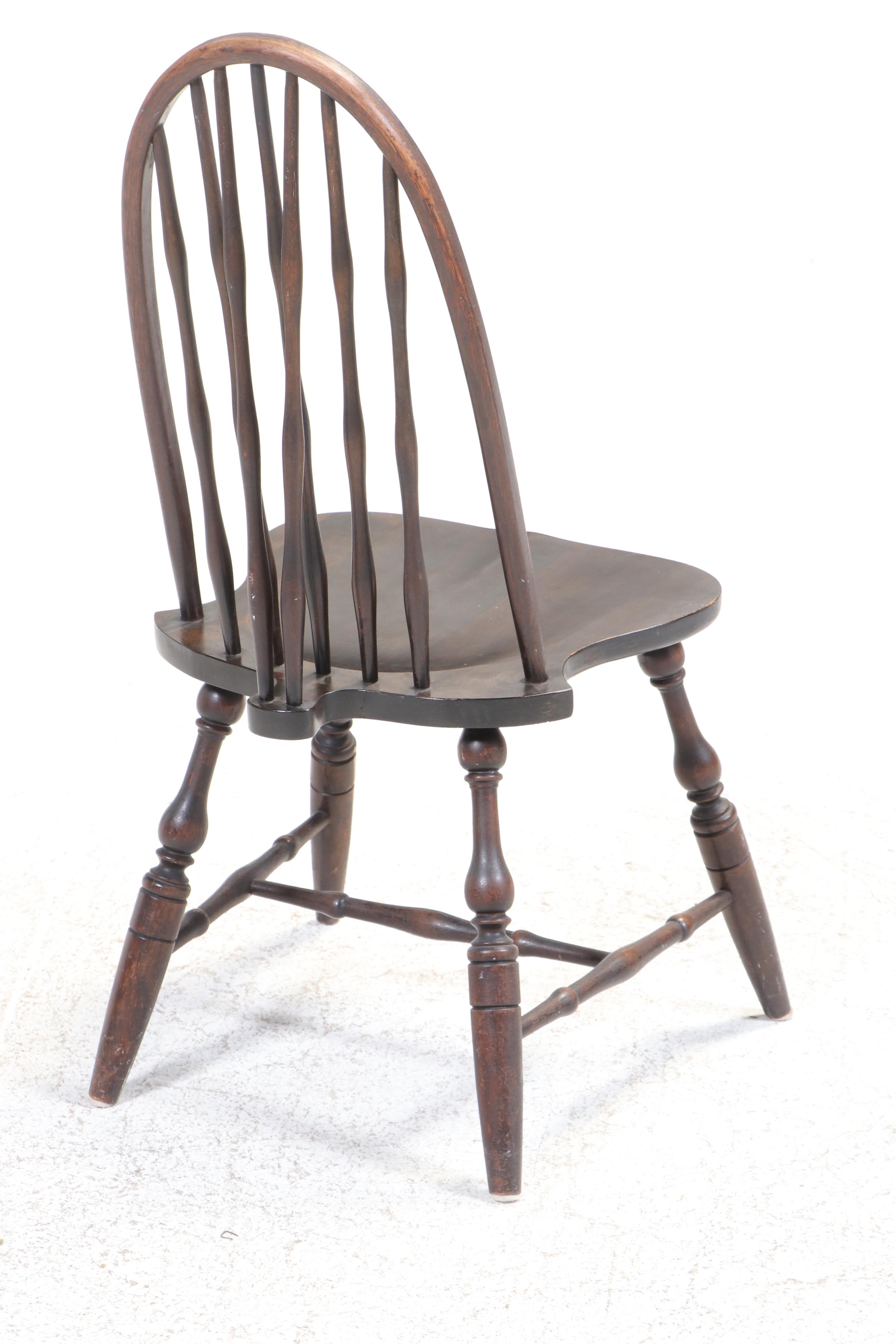 American Colonial Revival Hardwood Brace-Back Windsor Side Chair