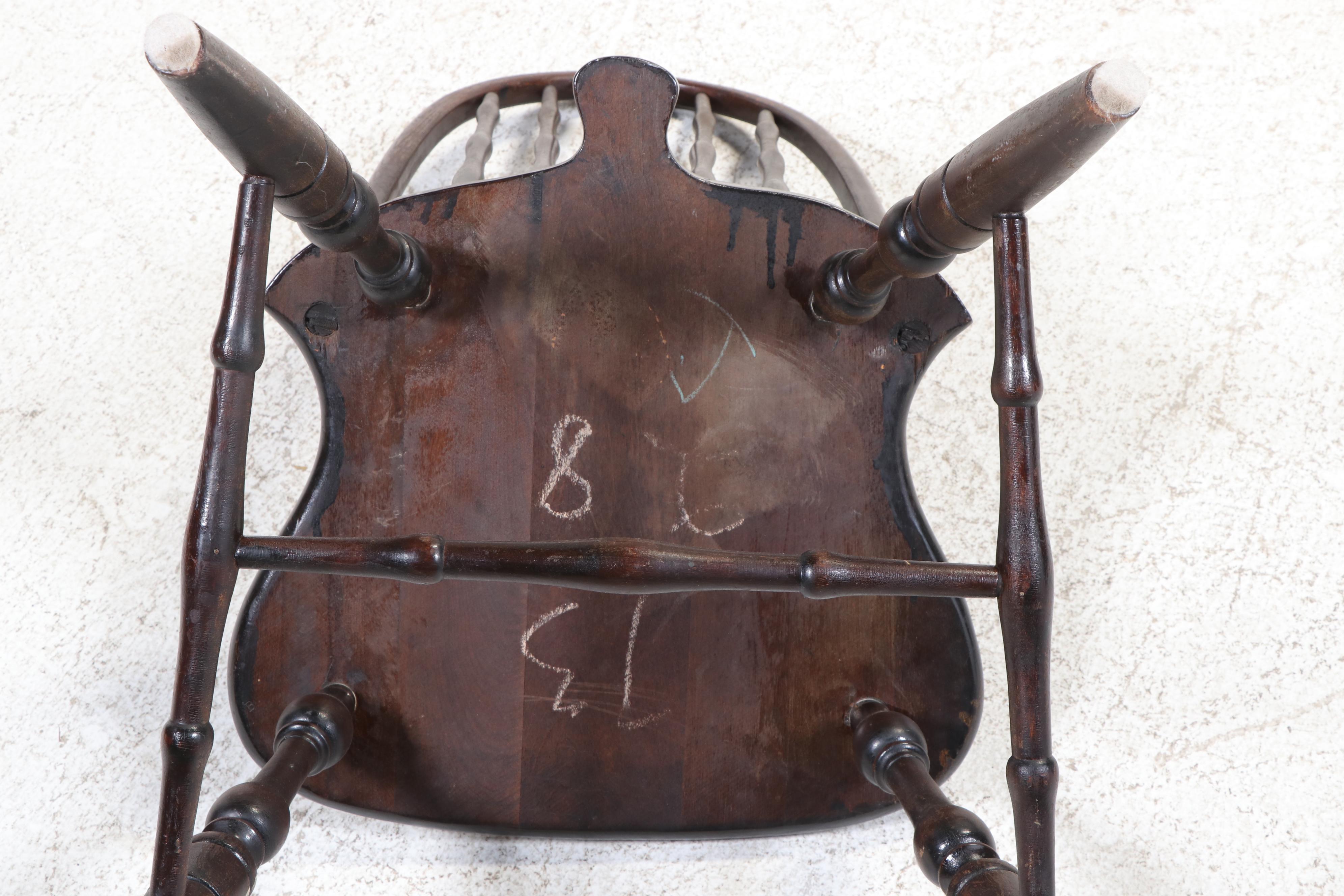 American Colonial Revival Hardwood Brace-Back Windsor Side Chair