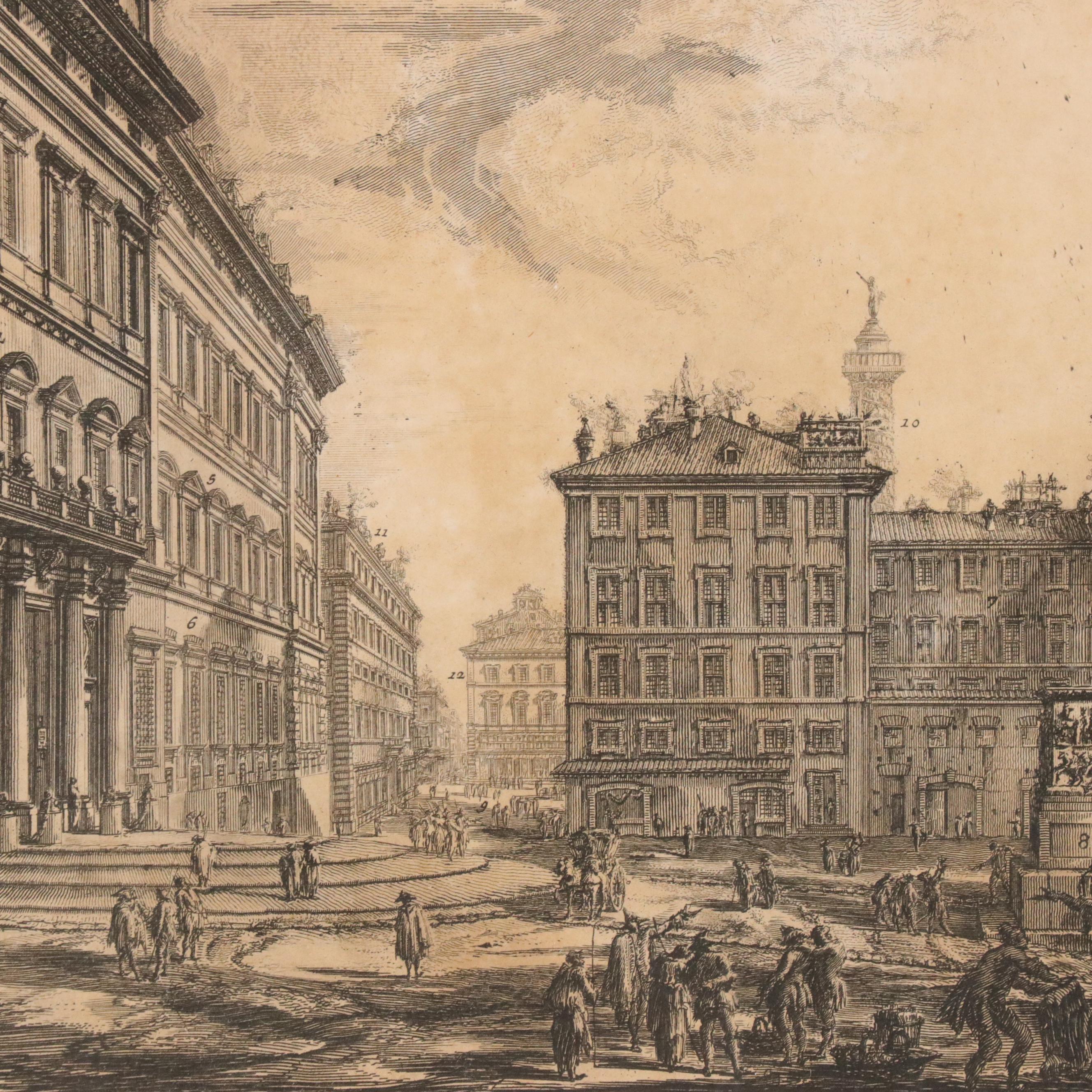 Giovanni Piranesi Restrike Etching "Veduta della Gran Curia Innocenziana"