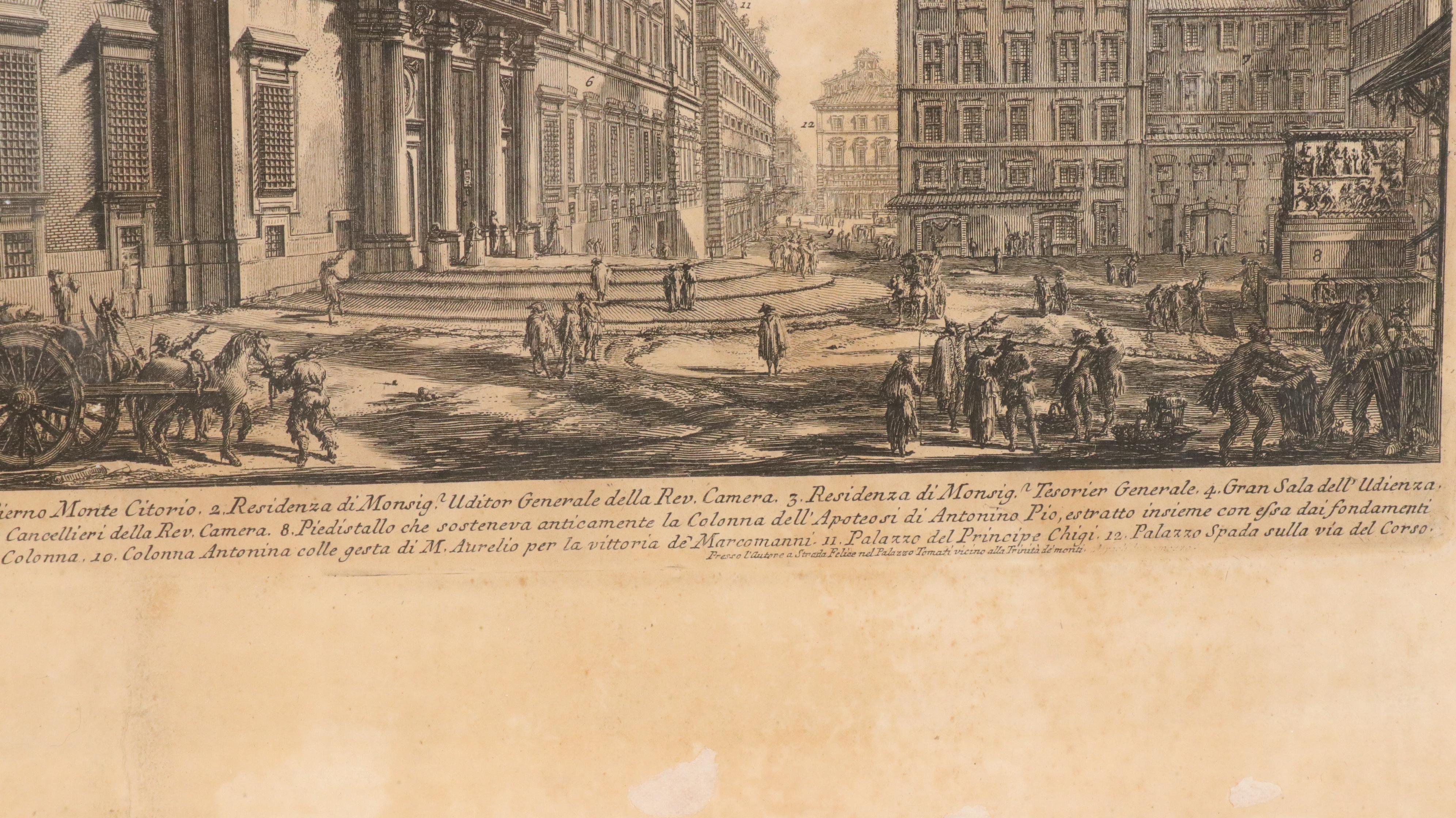 Giovanni Piranesi Restrike Etching "Veduta della Gran Curia Innocenziana"