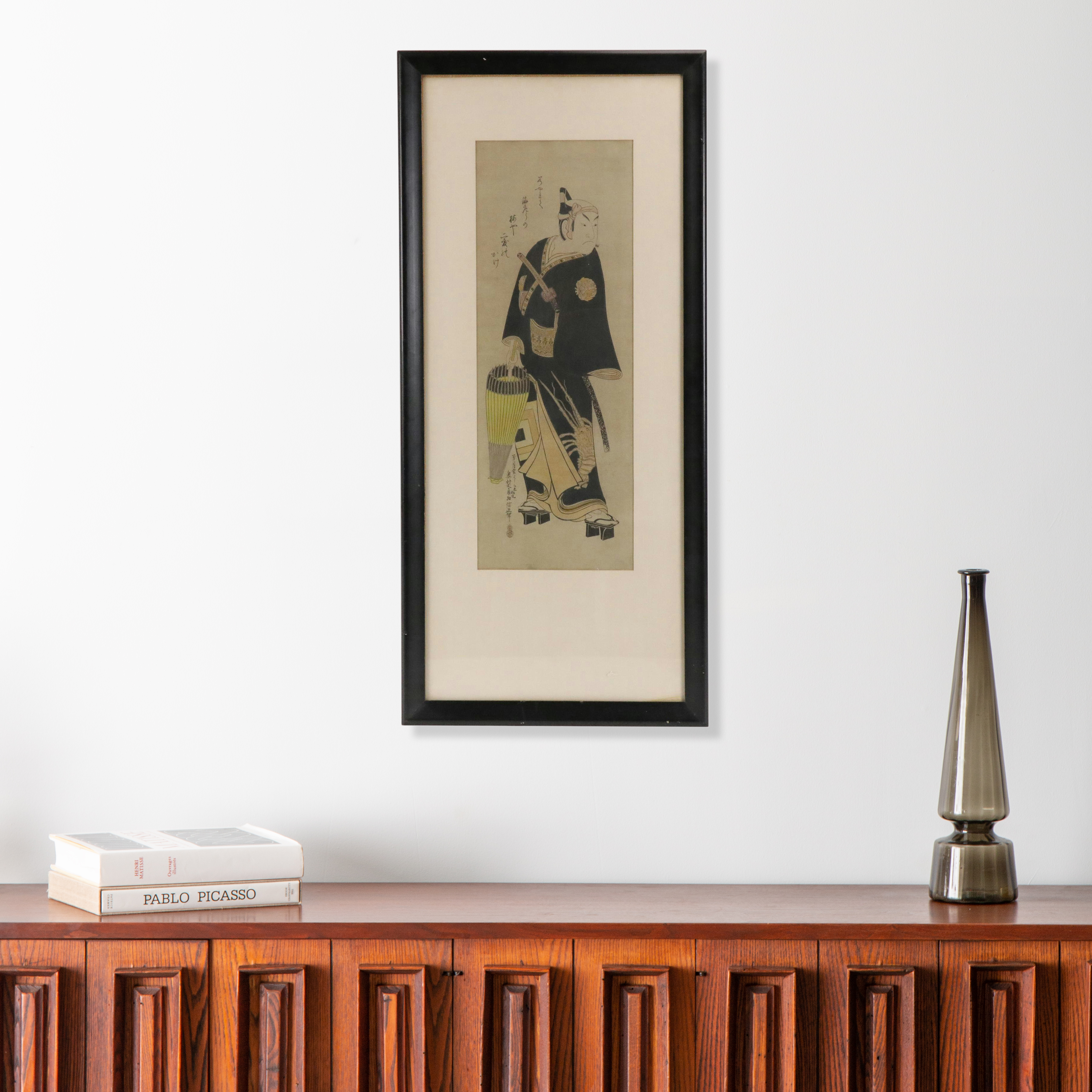 Hand-Embellished Relief Print After Okumura Masanobu "The Black Knight"