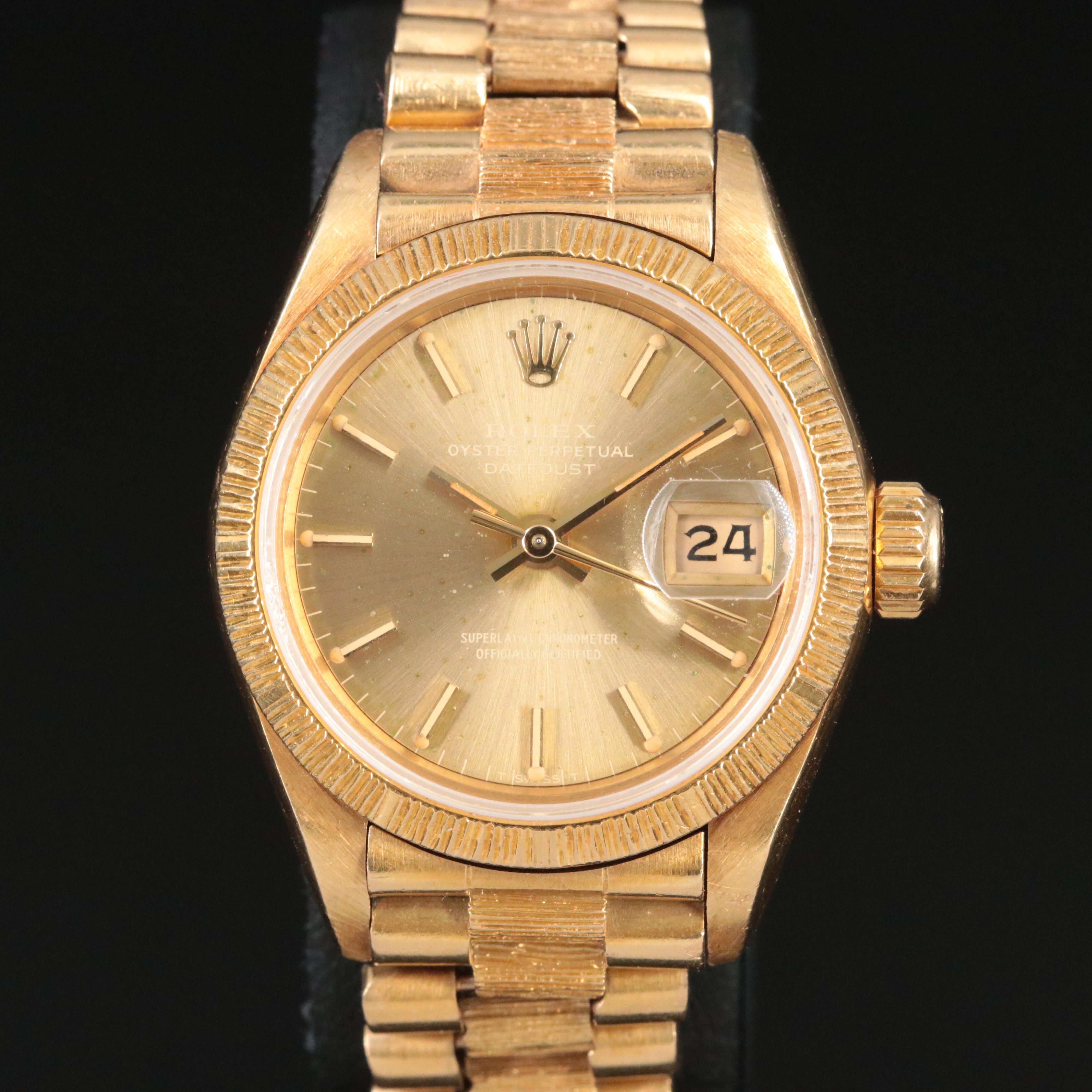 1984 Rolex Lady-Datejust "Bark" Bezel President Band Watch