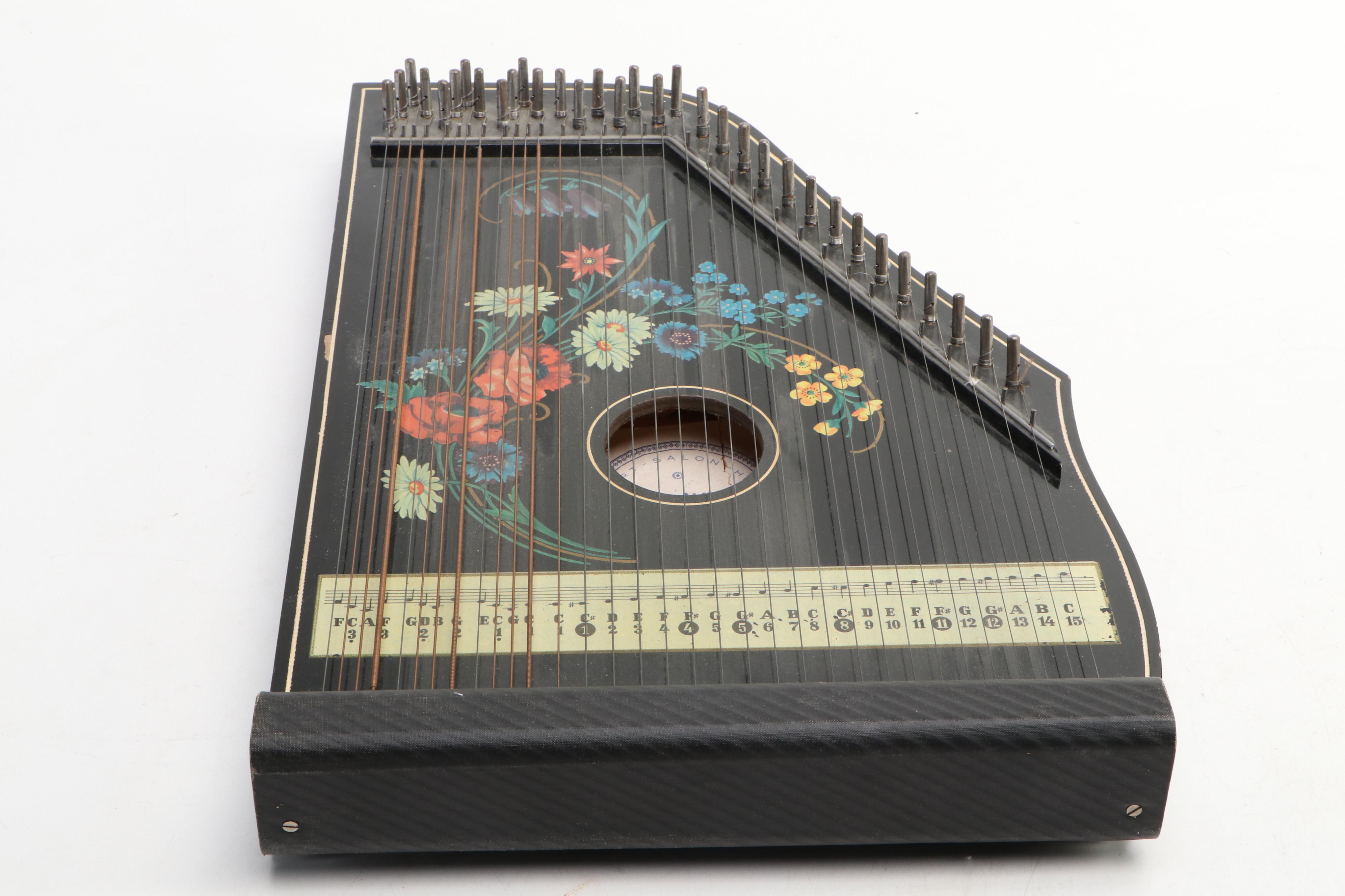 German Jubletone Wooden Lap Harp with Music Book