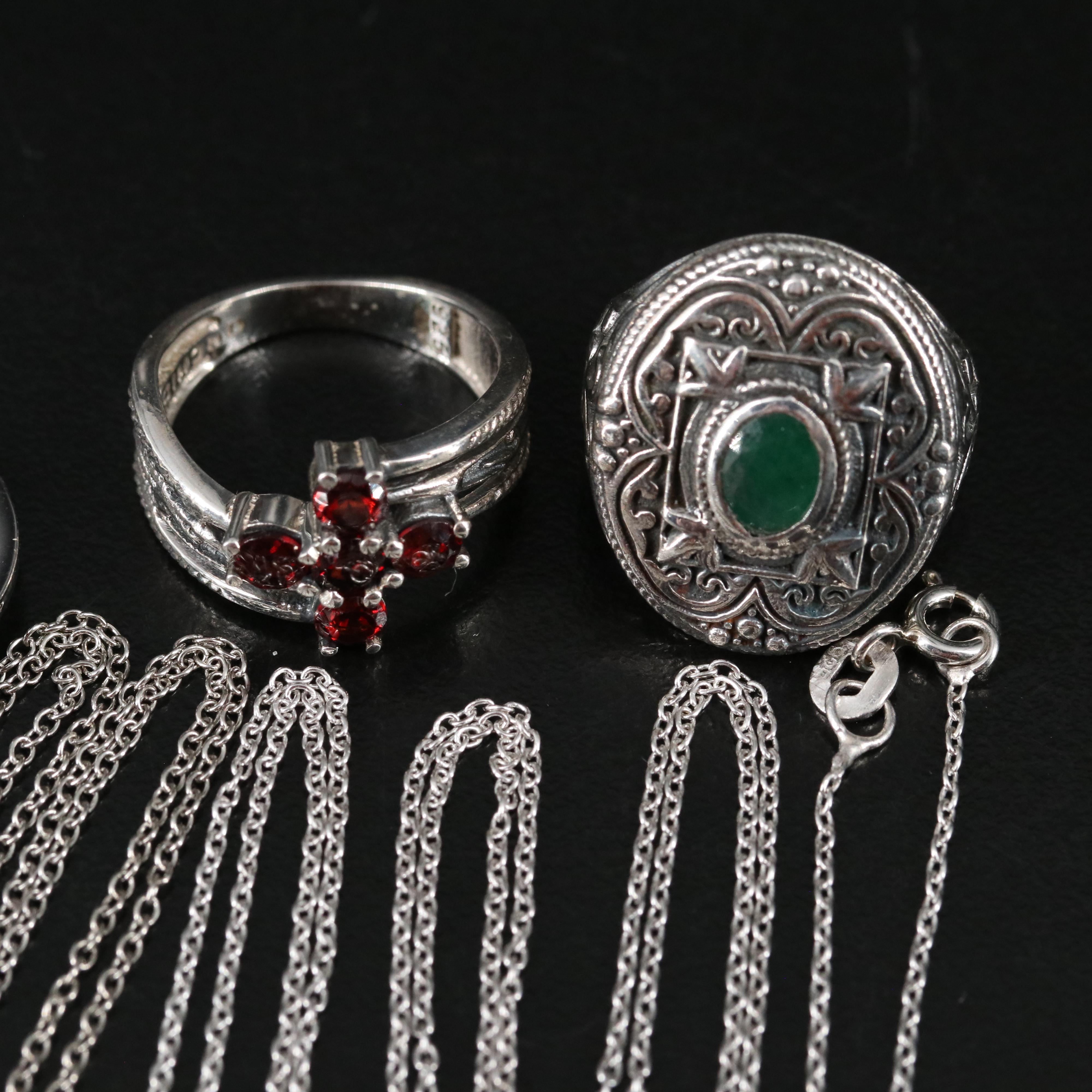 14 Assorted Sterling Silver Rings, Necklaces, Earrings, and Pendants