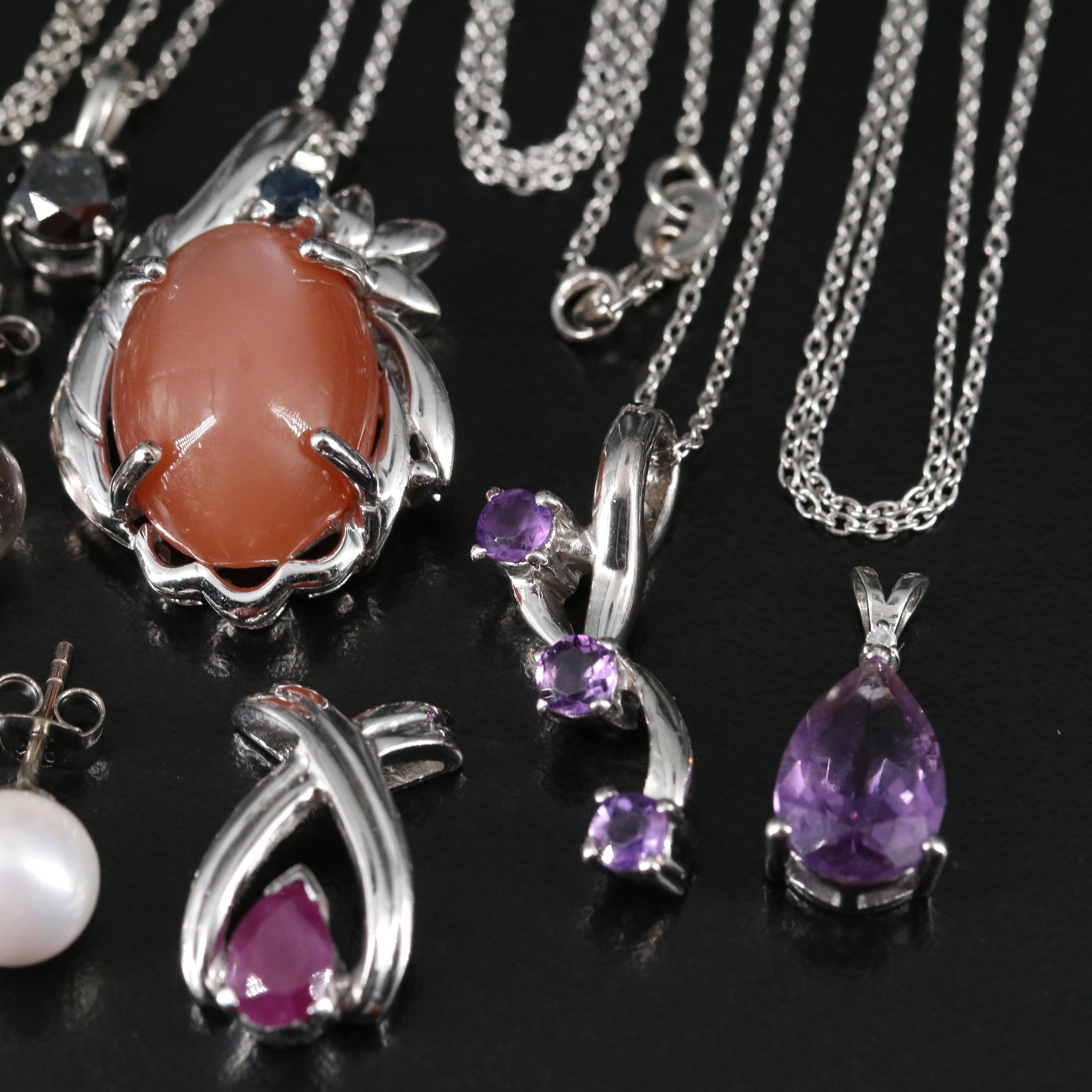 14 Assorted Sterling Silver Rings, Necklaces, Earrings, and Pendants