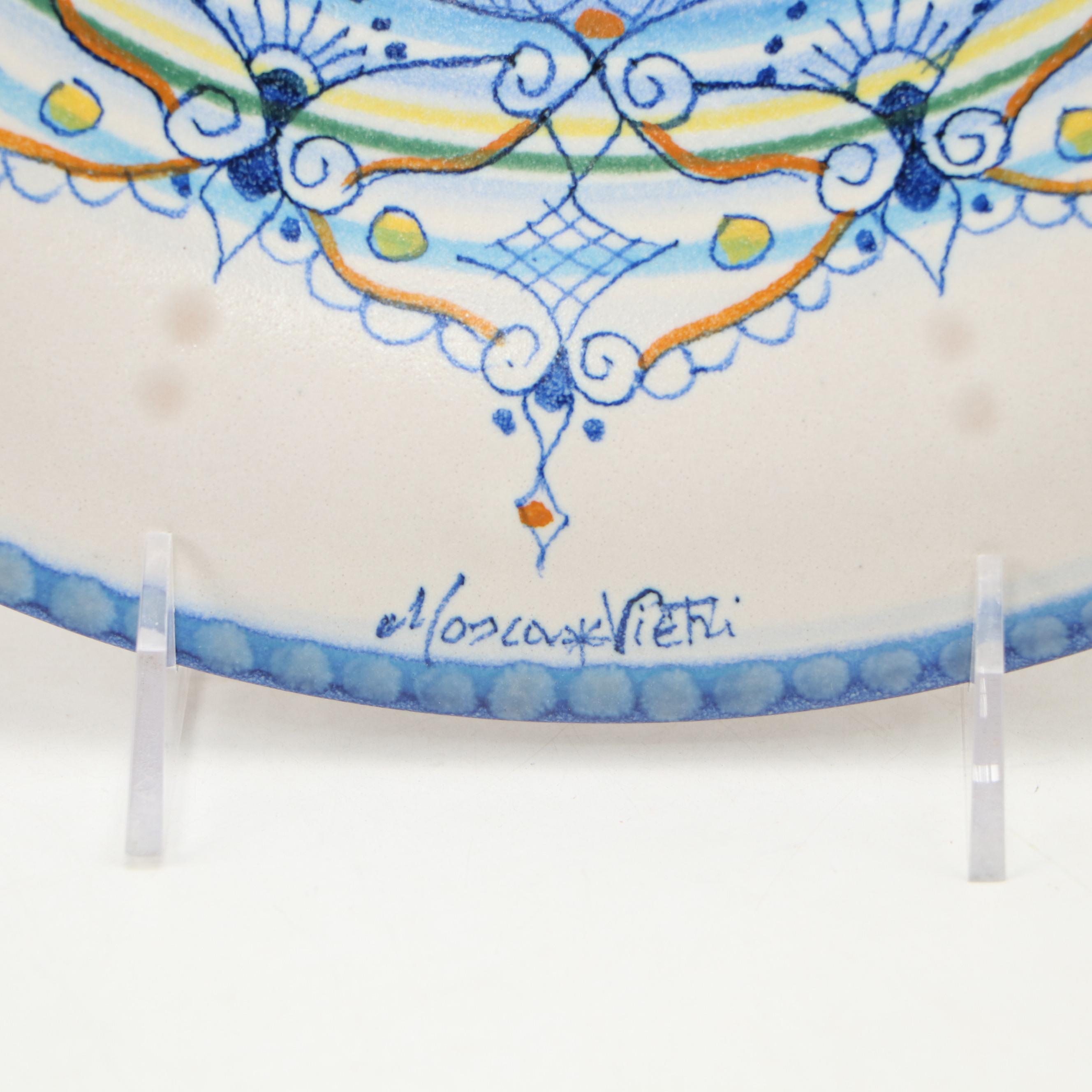 Italian Mosca Ceramiche Hand-Painted Mandala Ceramic Bowl
