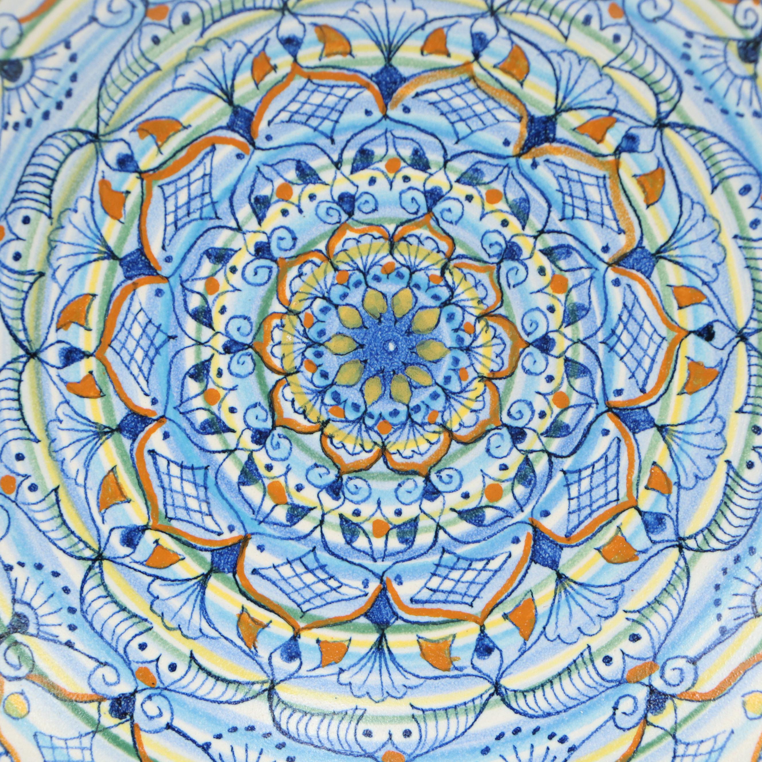 Italian Mosca Ceramiche Hand-Painted Mandala Ceramic Bowl