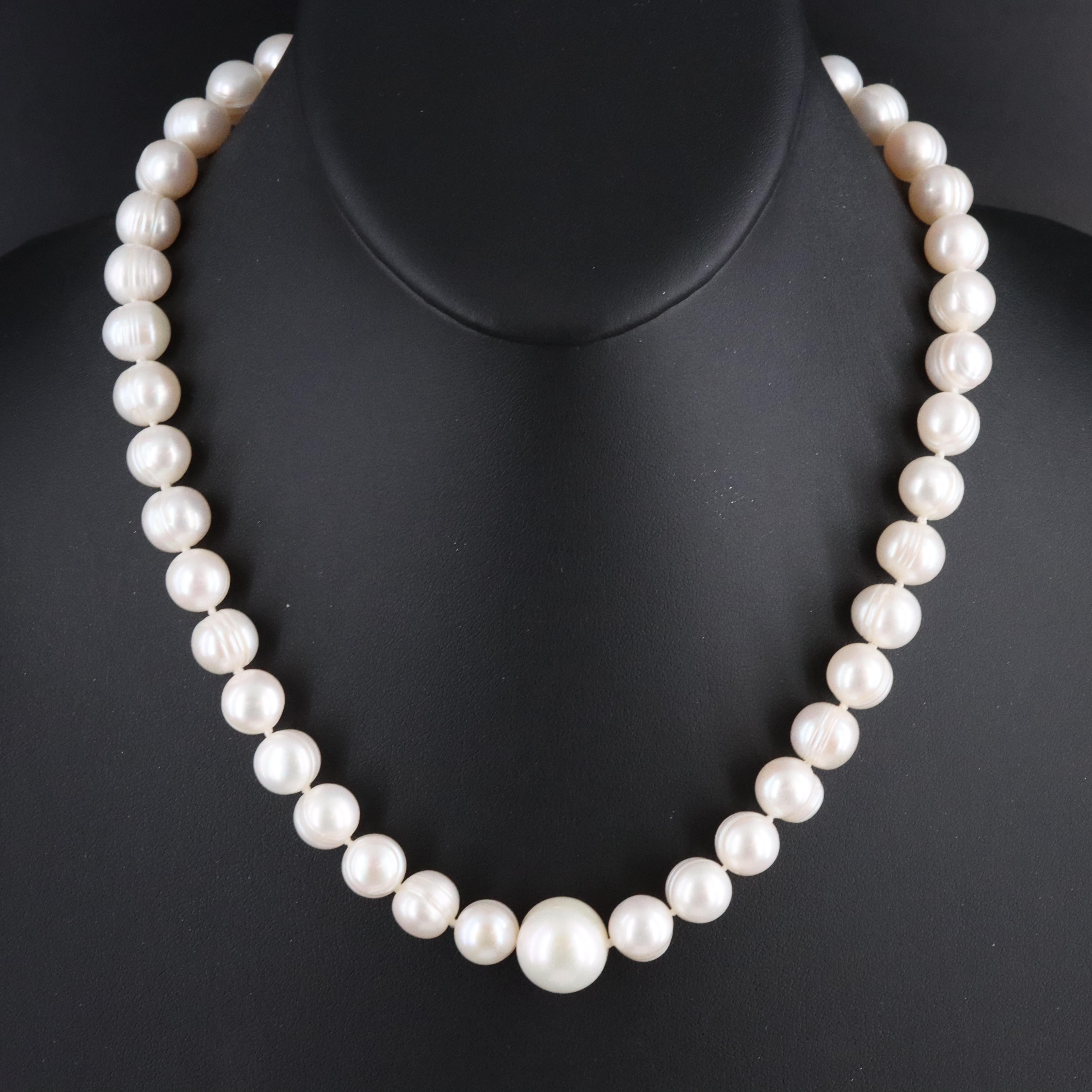9.00 – 14.25 MM Pearl Necklace with 14K Clasp