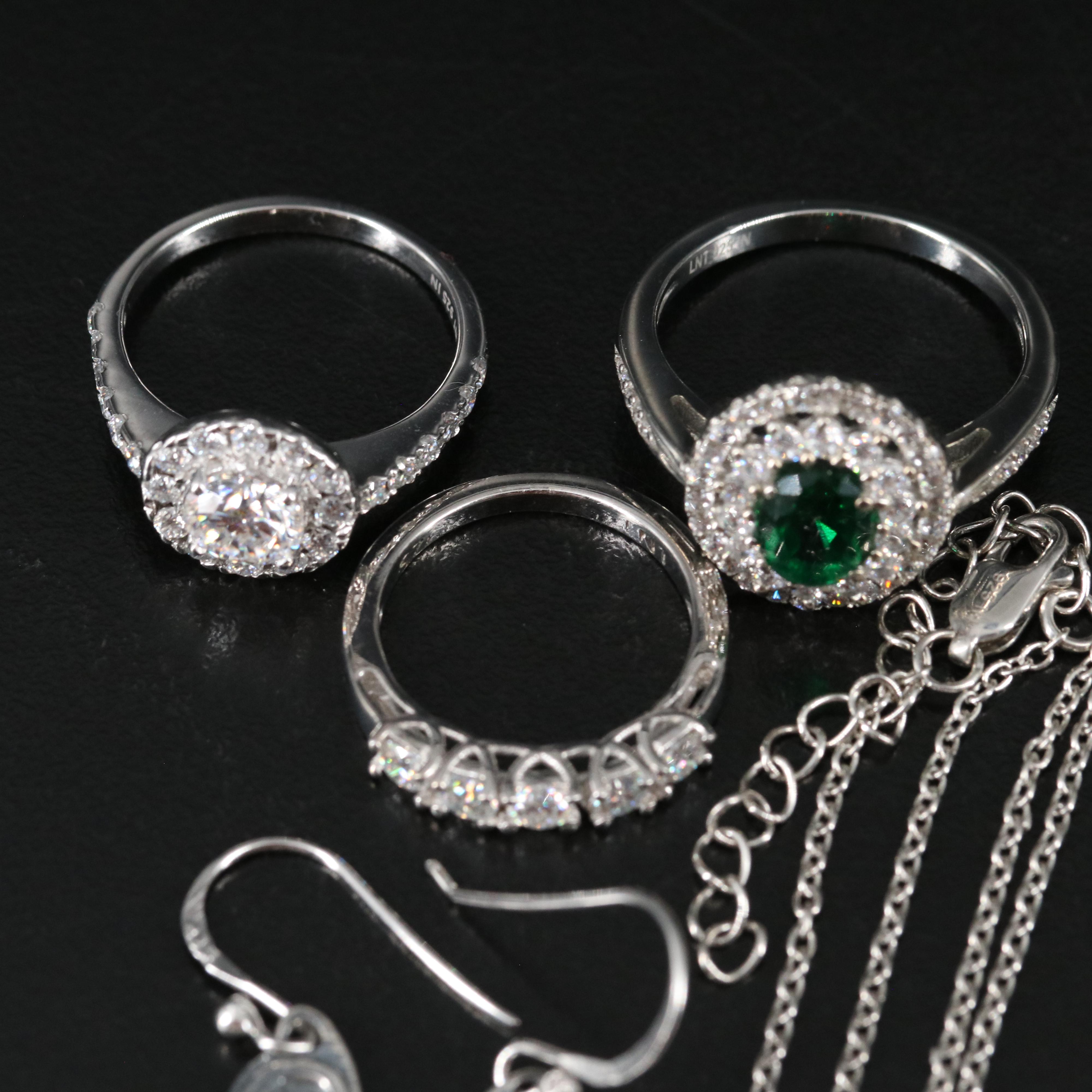 14 Assorted Sterling Silver Rings, Necklaces, Earrings, and Pendants