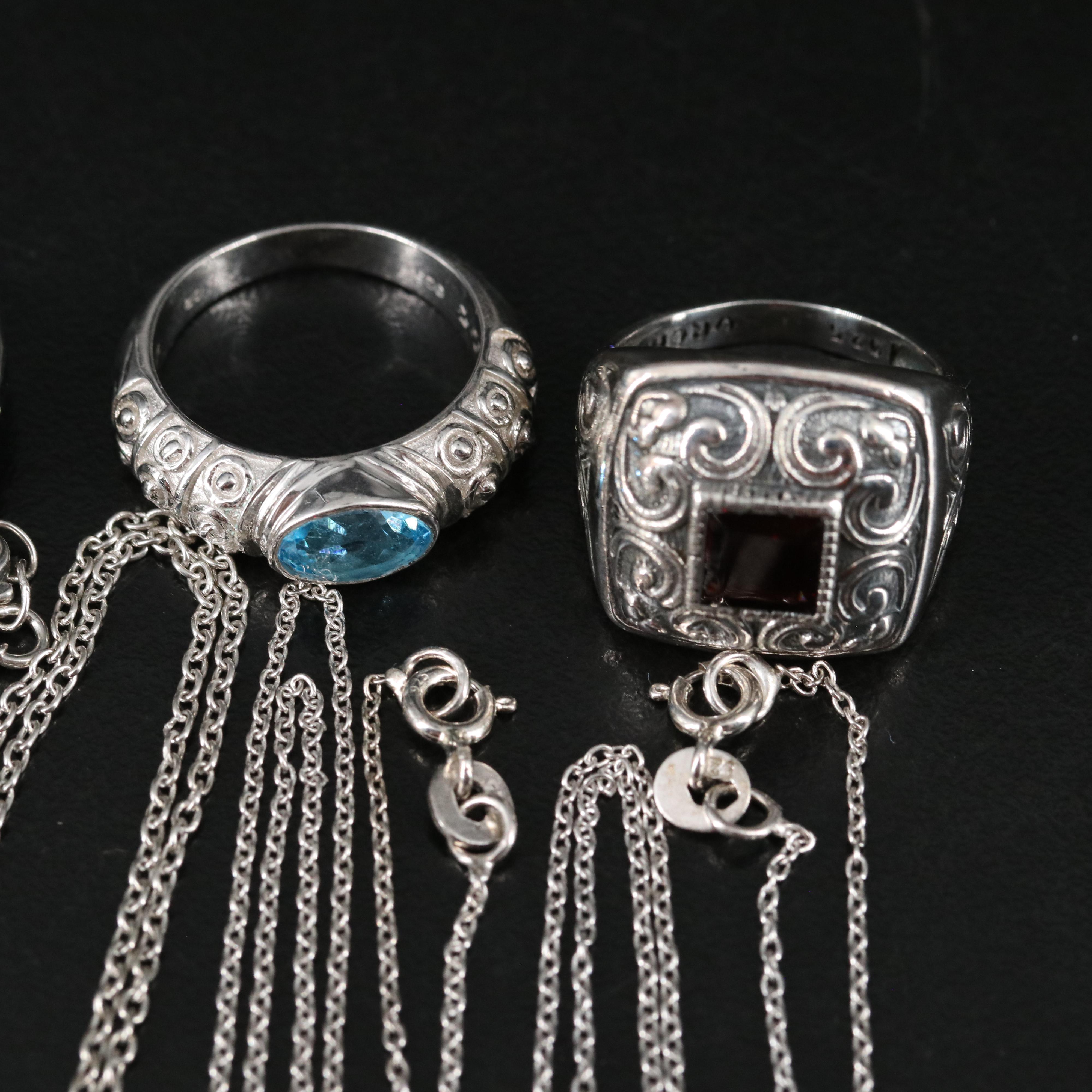 14 Assorted Sterling Silver Rings, Necklaces, Earrings, and Pendants