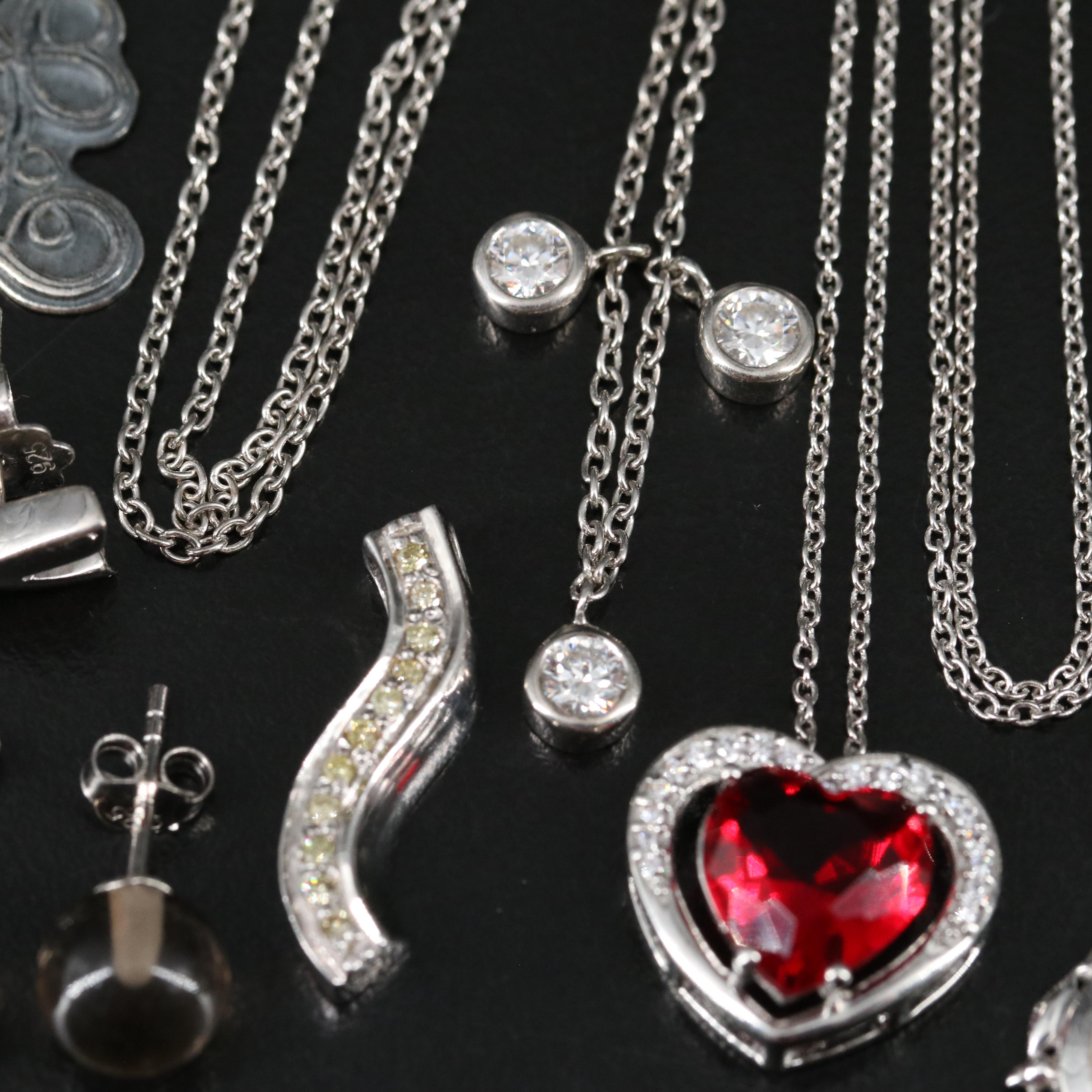 14 Assorted Sterling Silver Rings, Necklaces, Earrings, and Pendants