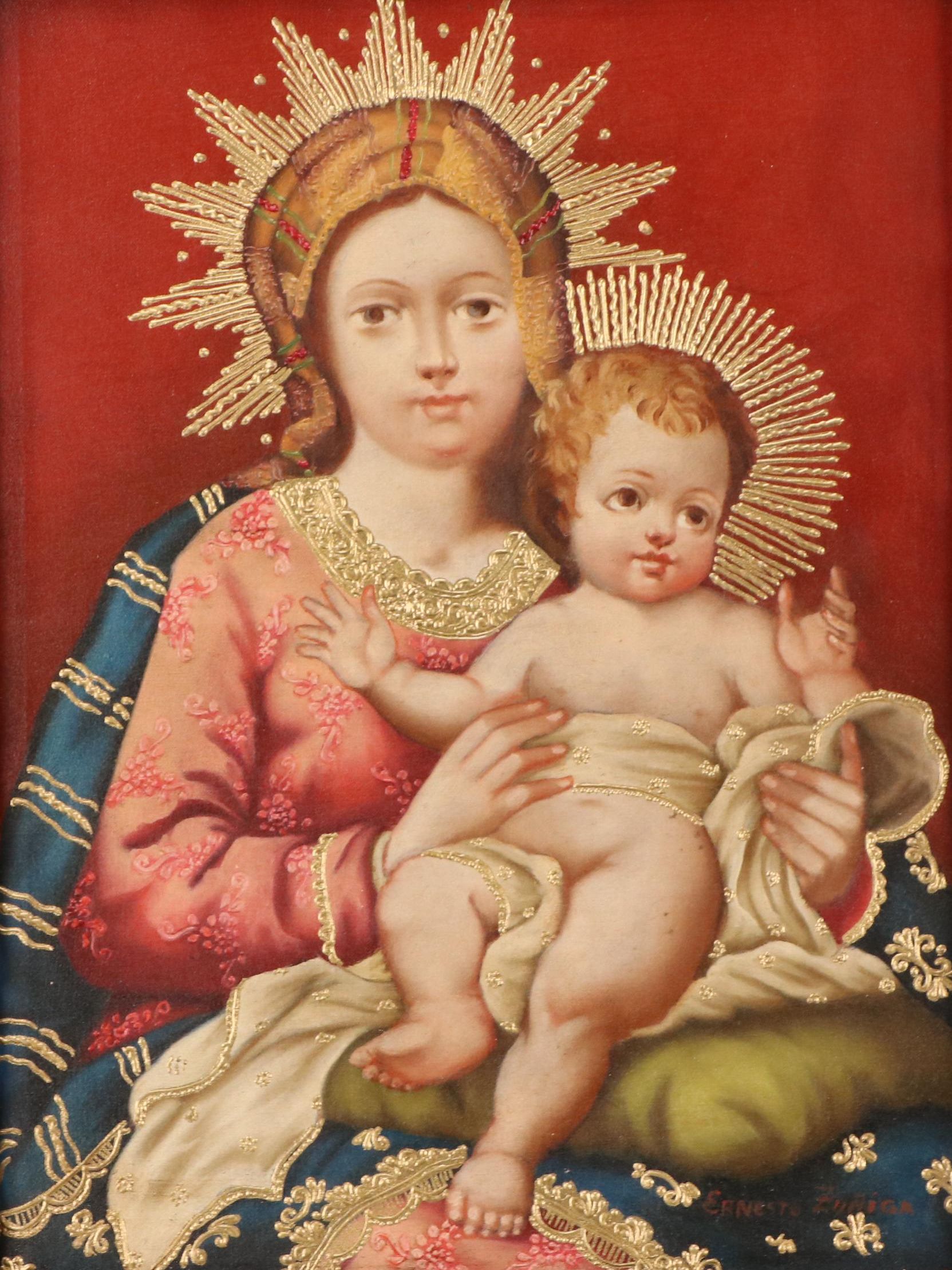 Ernesto Zuñiga Oil Painting "The Virgin Mary and Child Jesus"