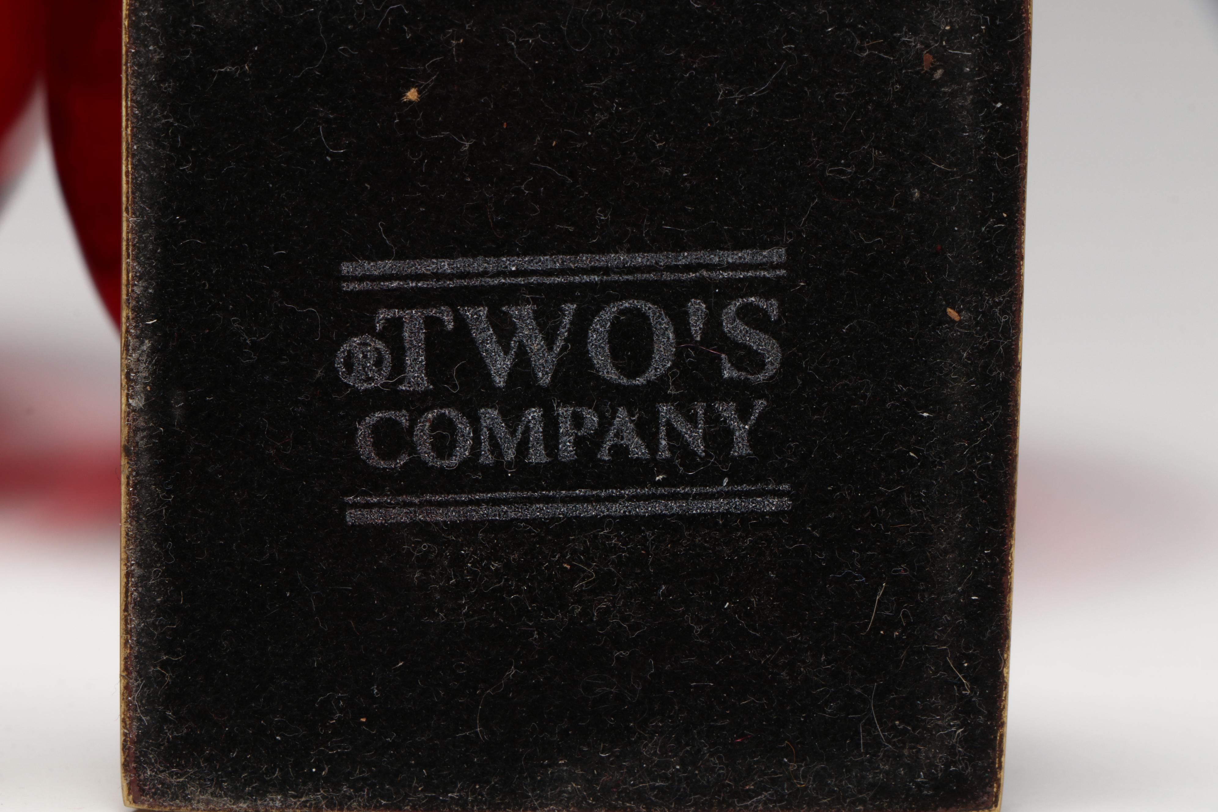 Two's Company Optic Red Glass Orbs on Brass Mounts