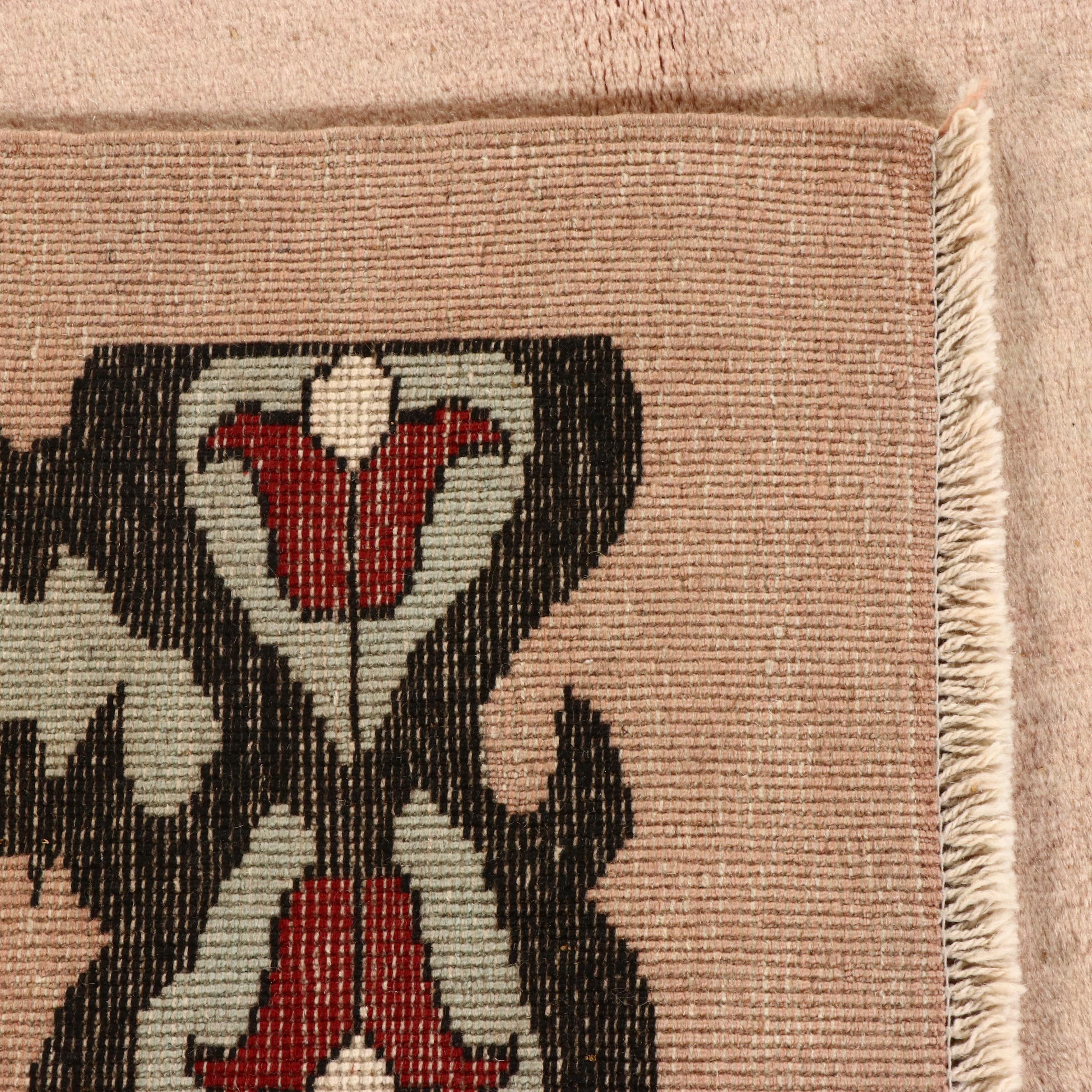 4'11 x 8'5 Hand-Knotted Nepali Contemporary Area Rug with Tulip Border