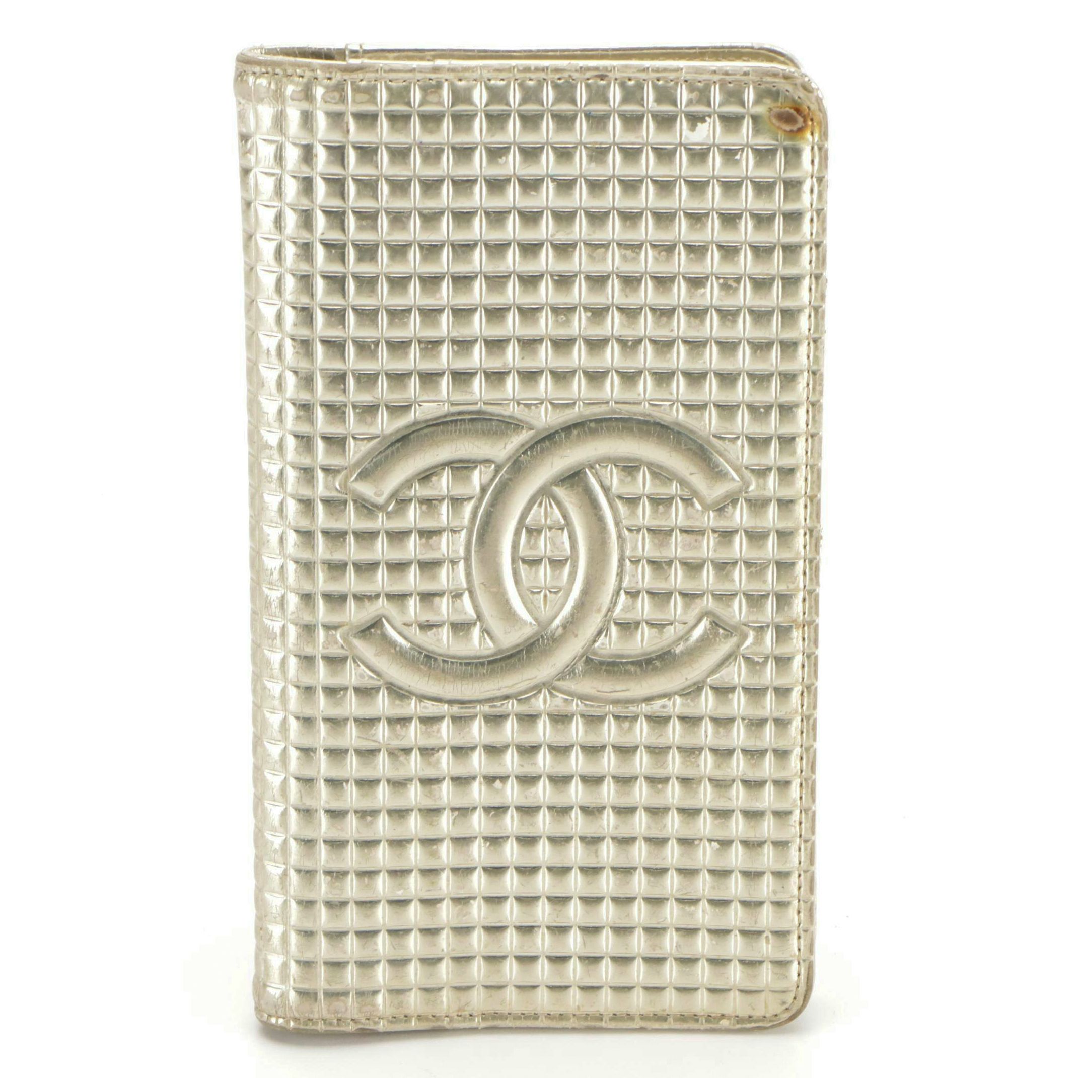 Chanel Metallic Micro Chocolate Bar Quilted Leather Bifold Wallet